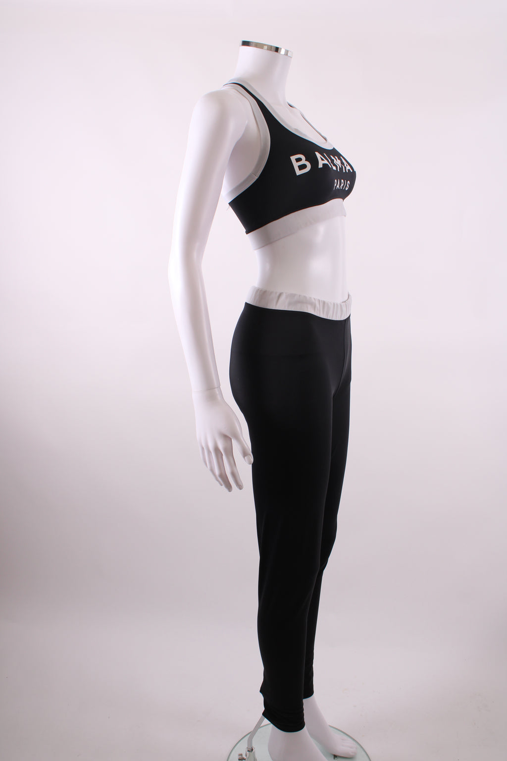 Balmain Crop Top & Leggings Co-ord Black/White 38