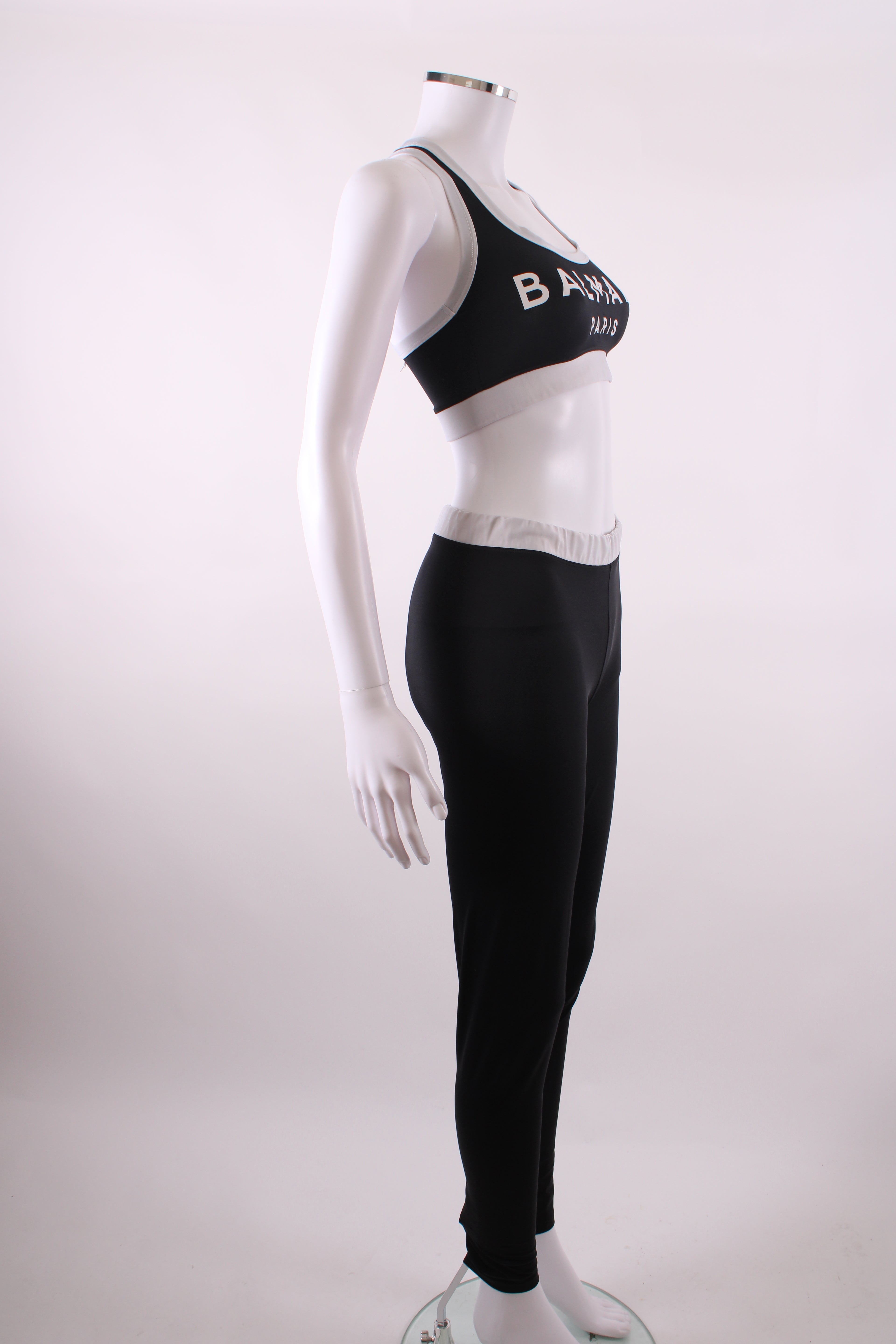 Balmain Crop Top & Leggings Co-ord Black/White 38