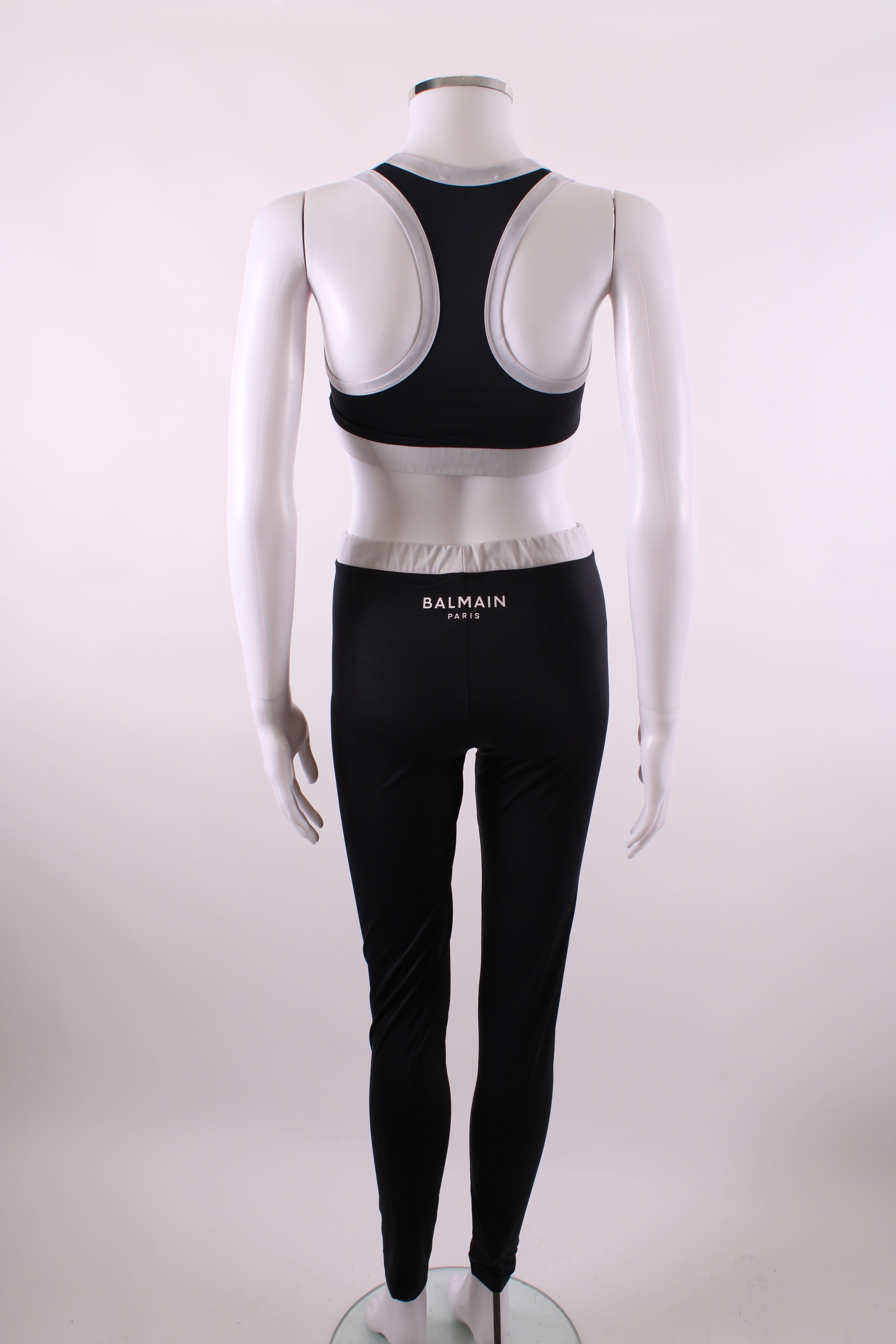 Balmain Crop Top & Leggings Co-ord Black/White 38