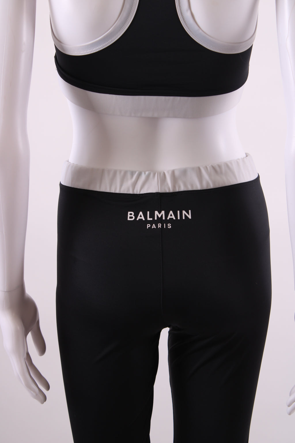 Balmain Crop Top & Leggings Co-ord Black/White 38