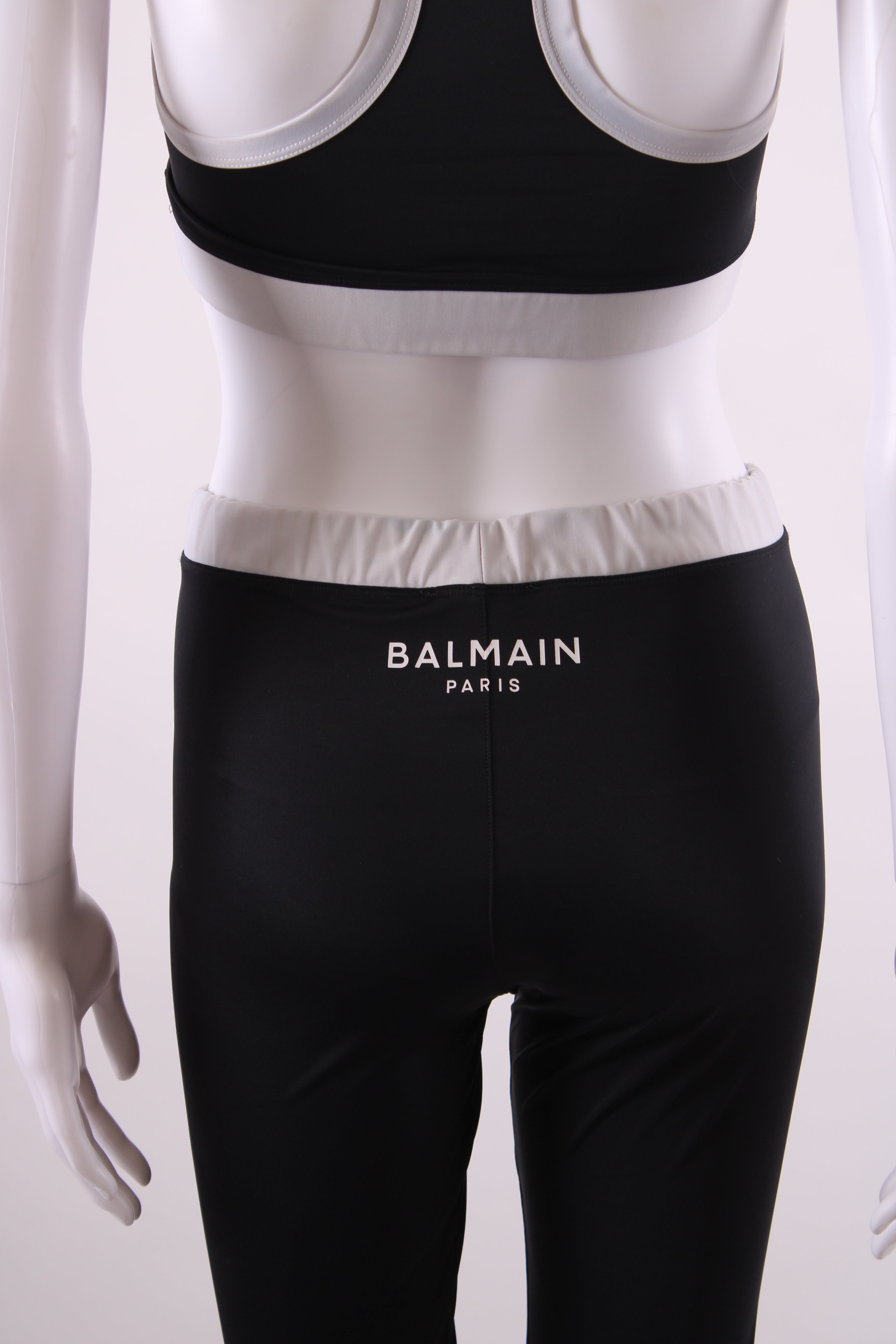 Balmain Crop Top & Leggings Co-ord Black/White 38