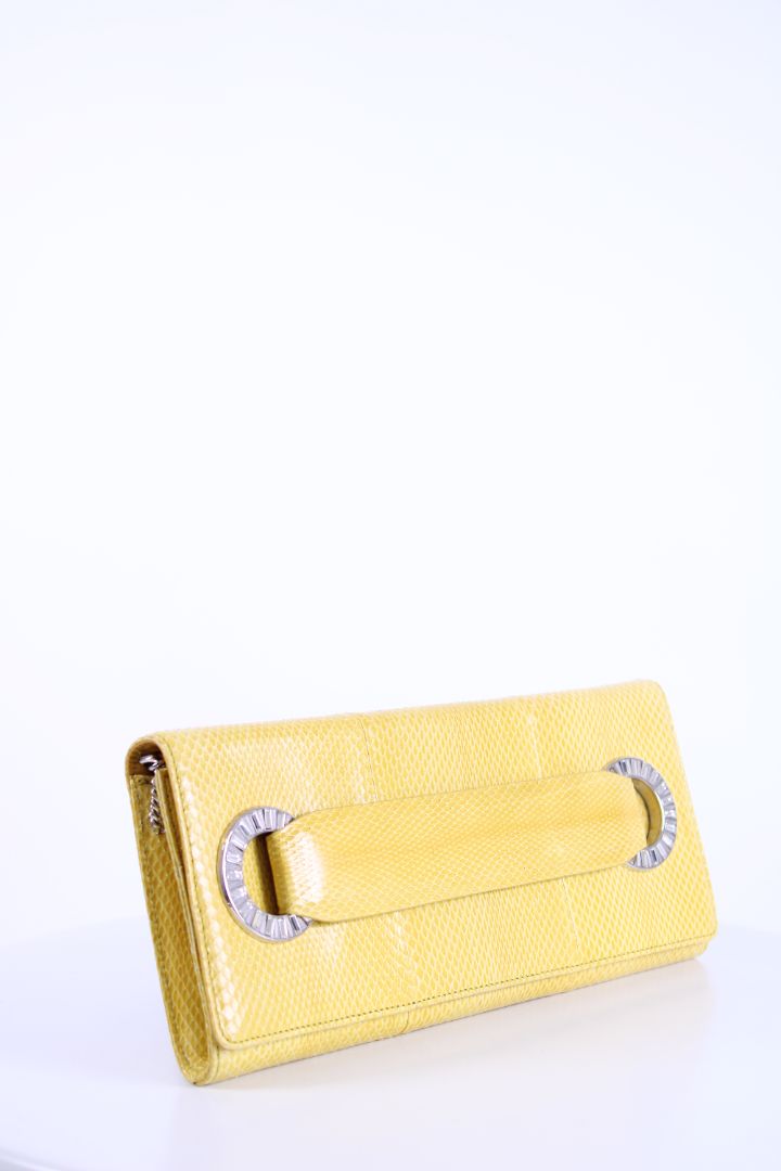 Roberto Cavalli Snakeskin Wallet on Chain Yellow