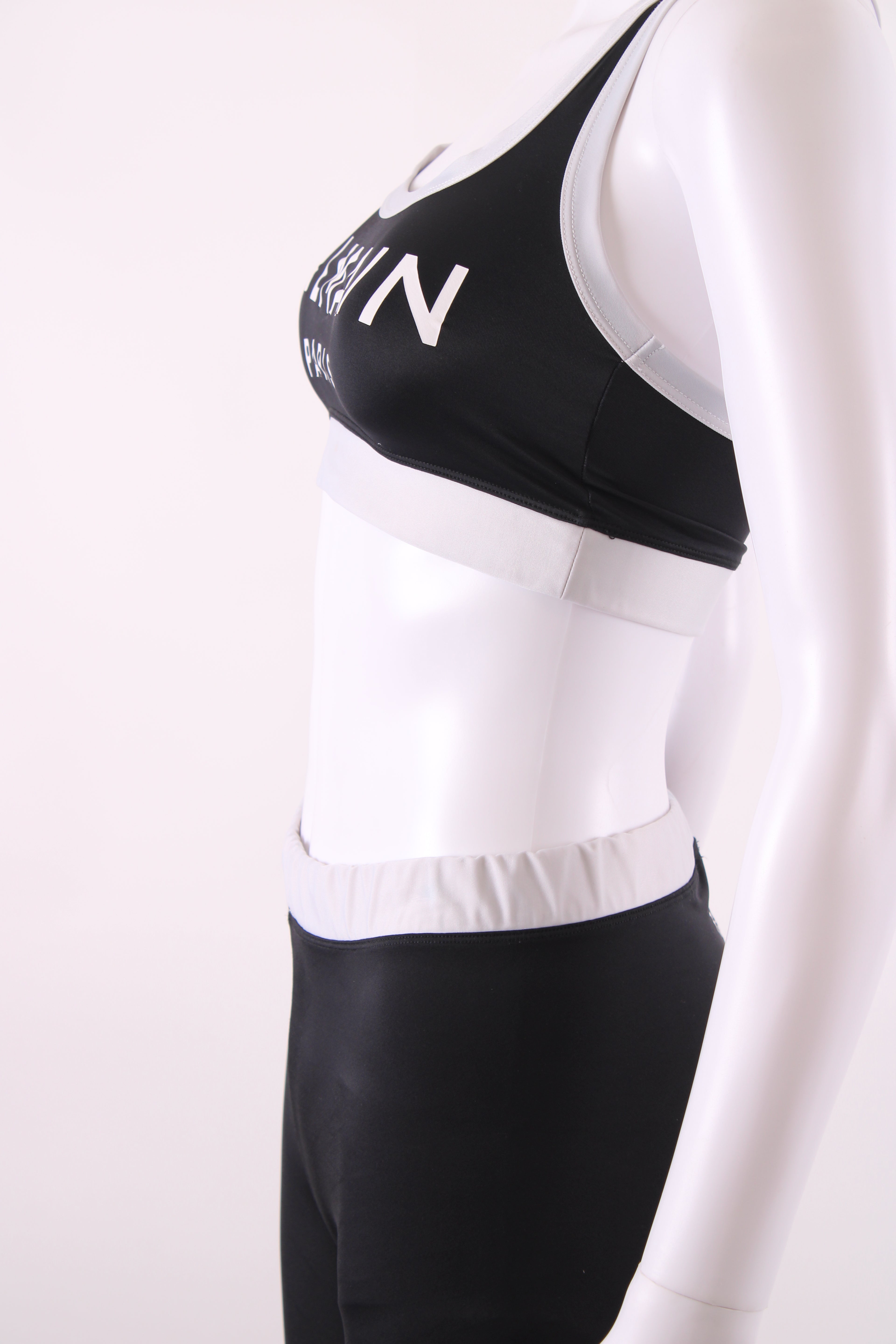 Balmain Crop Top & Leggings Co-ord Black/White 38