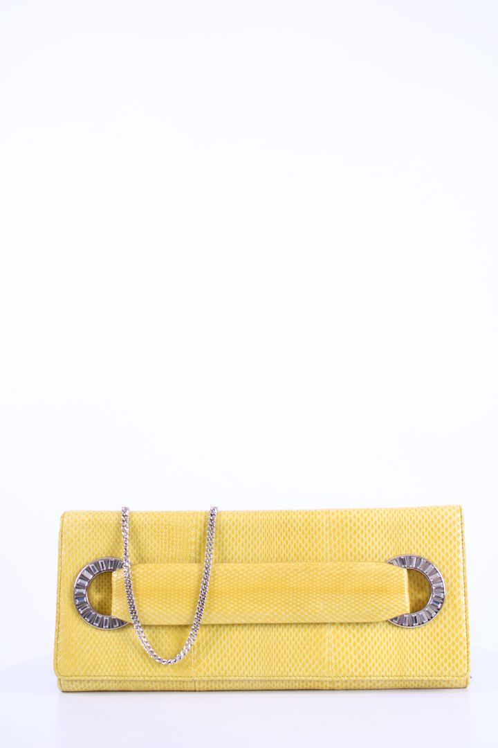 Roberto Cavalli Snakeskin Wallet on Chain Yellow