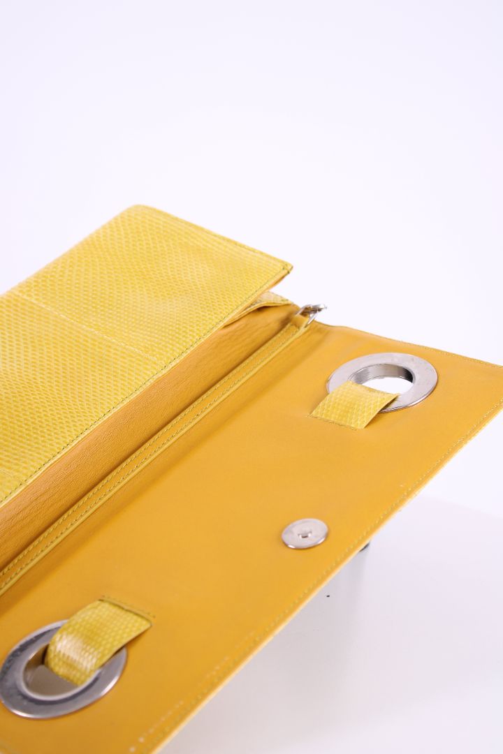 Roberto Cavalli Snakeskin Wallet on Chain Yellow