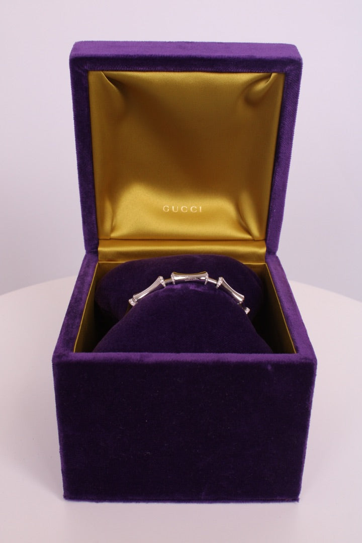 Gucci Bamboo 18ct White Gold Diamond Bracelet White Gold/ Diamond