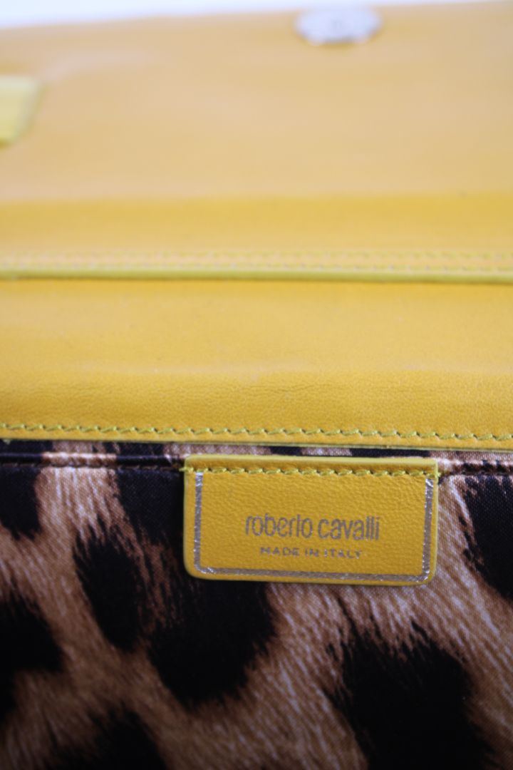 Roberto Cavalli Snakeskin Wallet on Chain Yellow