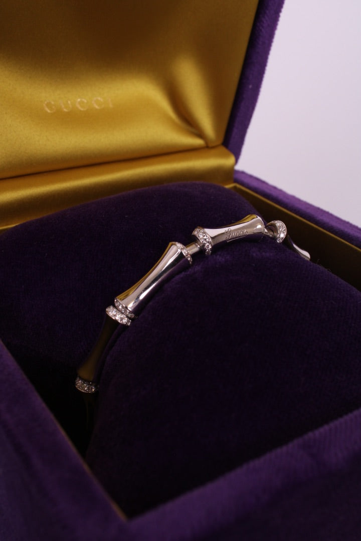 Gucci Bamboo 18ct White Gold Diamond Bracelet White Gold/ Diamond