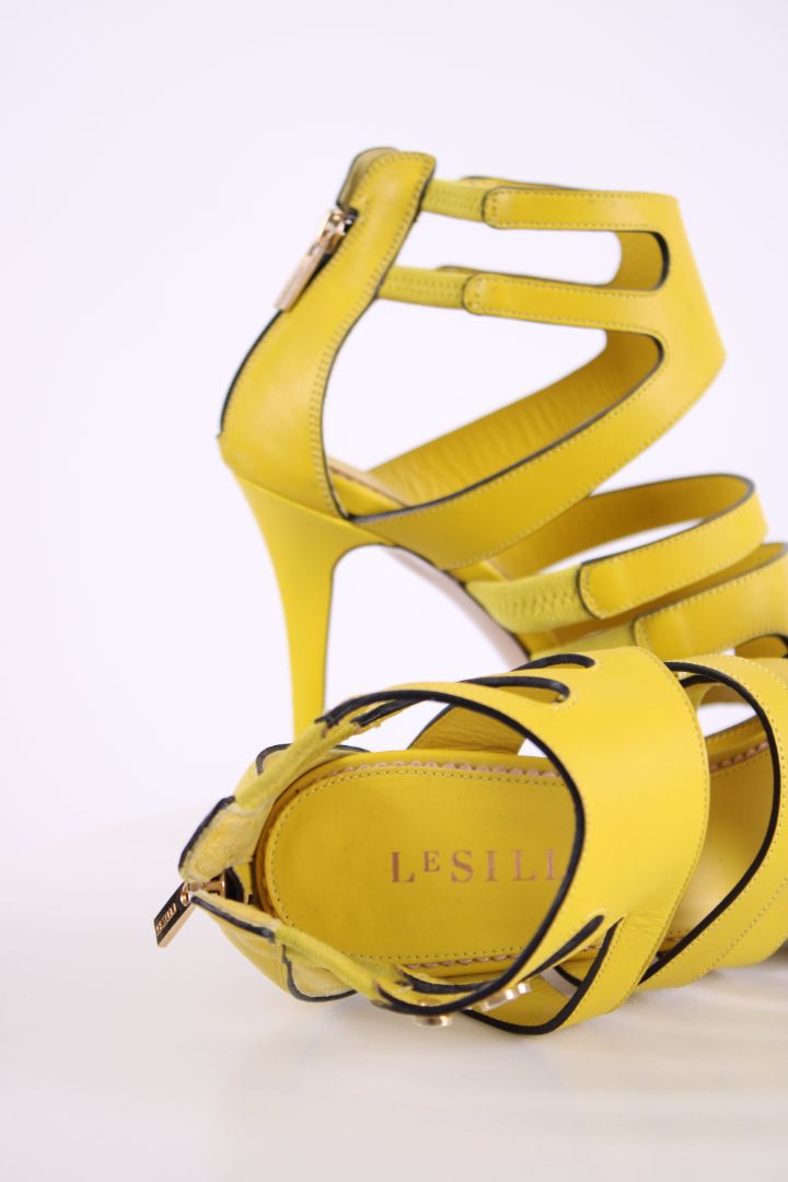 Le Silla Strappy ankle high heels Yellow 38
