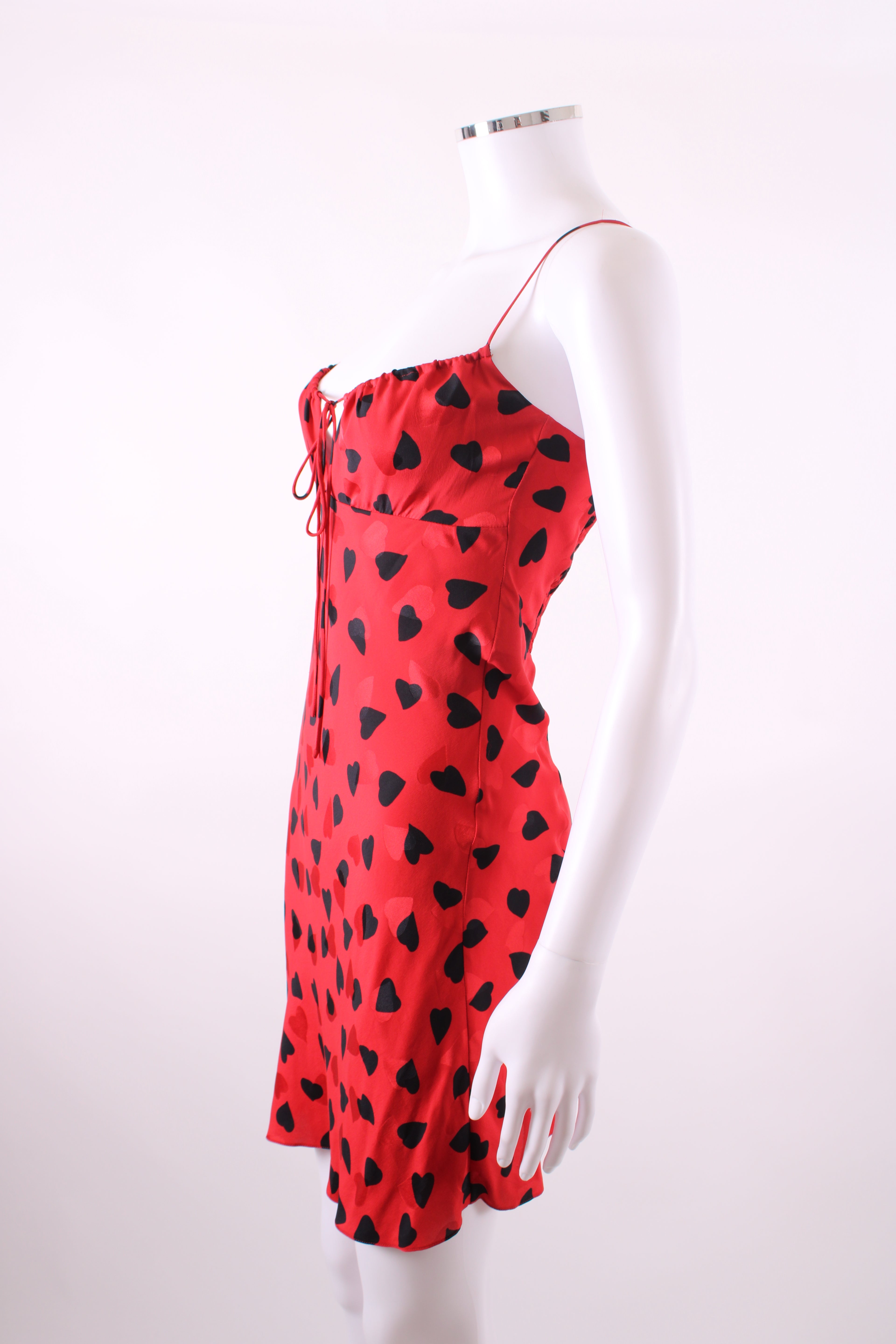 Saint Laurent Heart Print Mini Dress Red 6