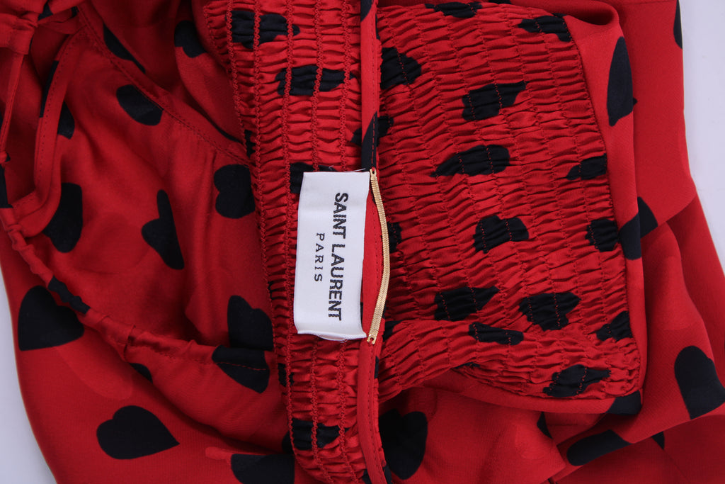 Saint Laurent Heart Print Mini Dress Red 6