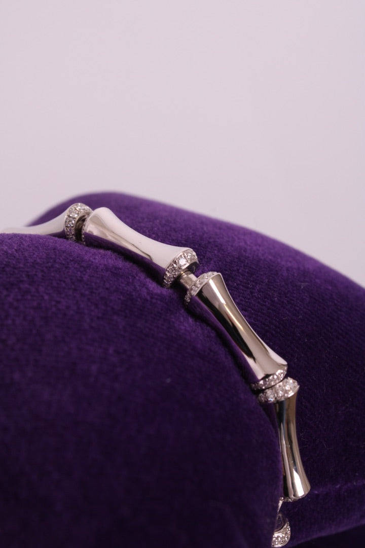 Gucci Bamboo 18ct White Gold Diamond Bracelet White Gold/ Diamond