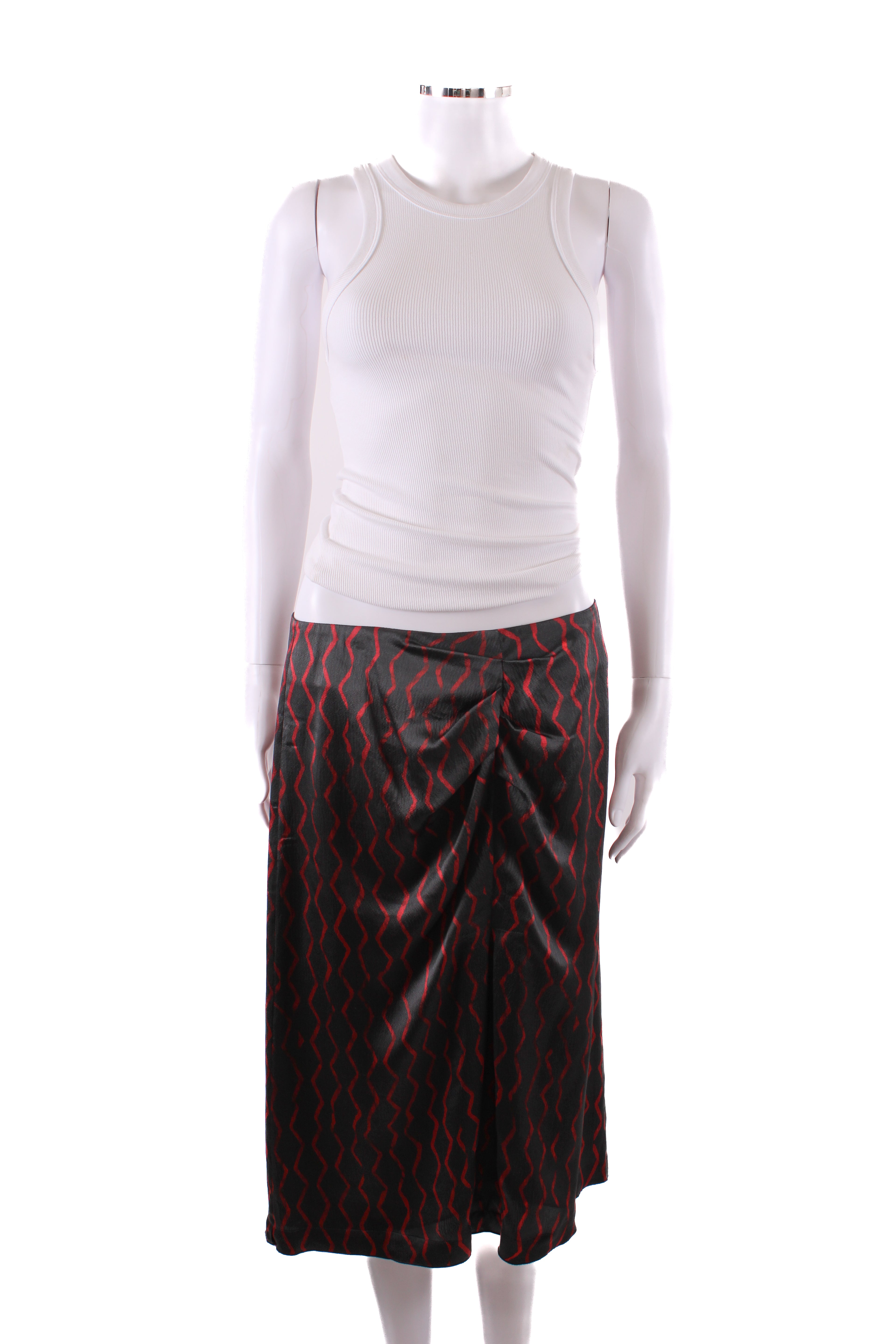 Isabel Marant zig zag pattern silk skirt black and red M