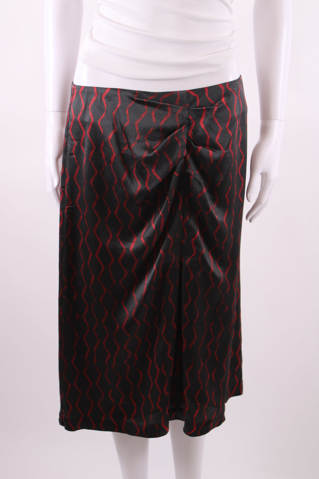 Isabel Marant zig zag pattern silk skirt black and red M