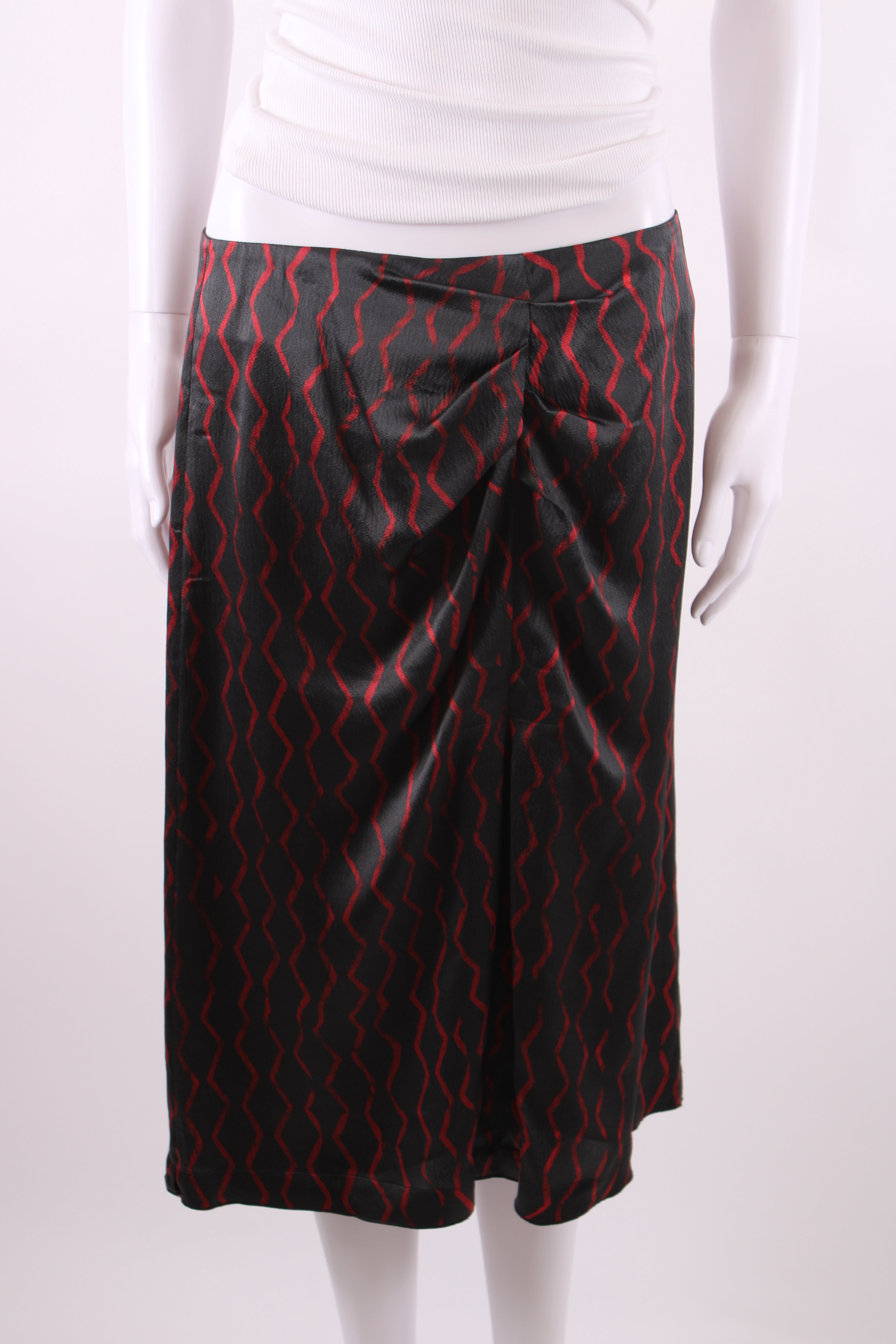 Isabel Marant zig zag pattern silk skirt black and red M