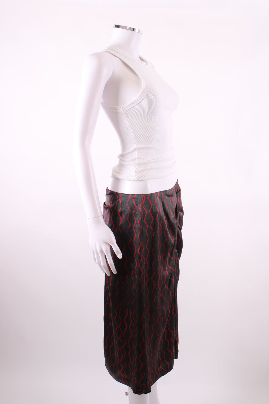 Isabel Marant zig zag pattern silk skirt black and red M