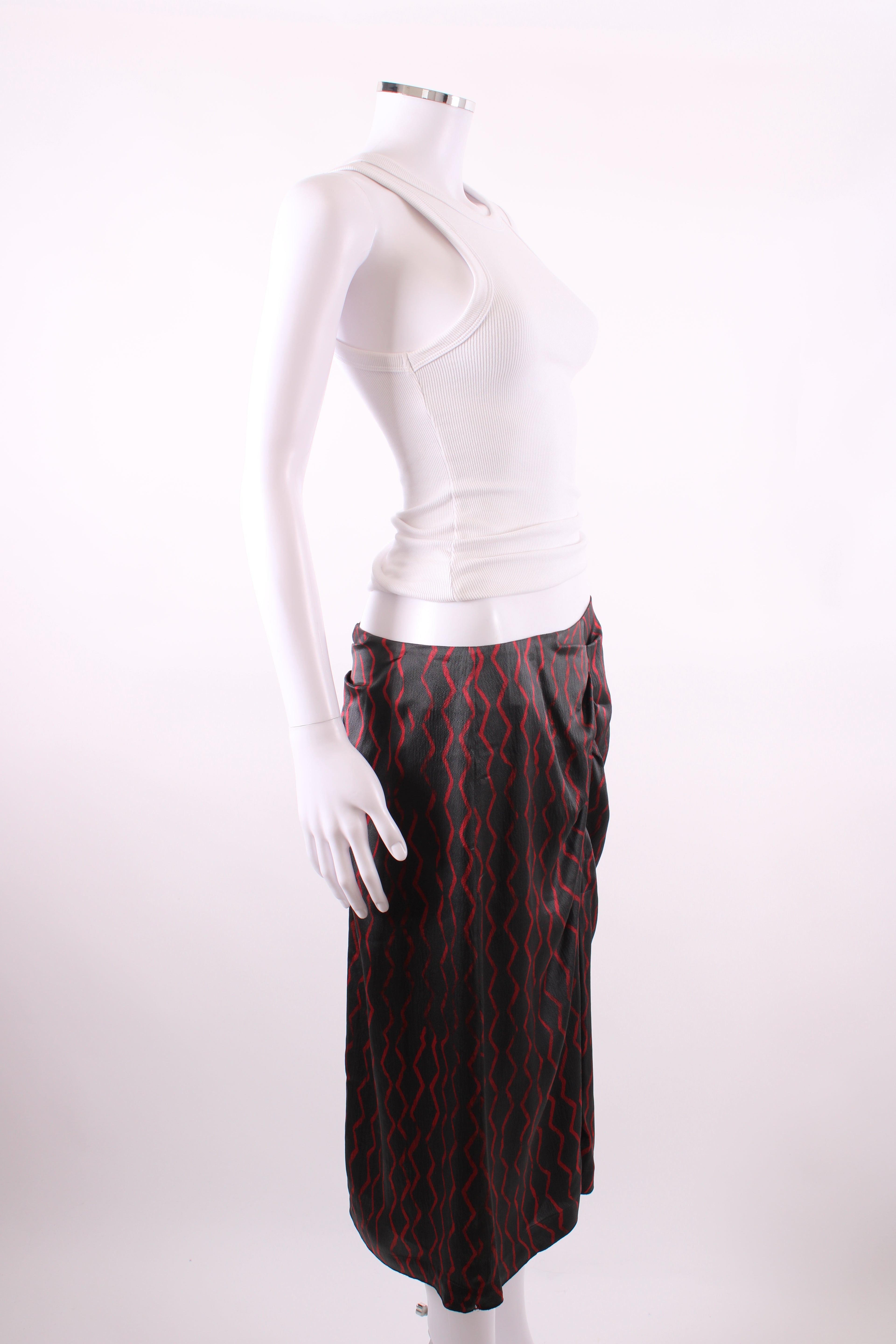 Isabel Marant zig zag pattern silk skirt black and red M
