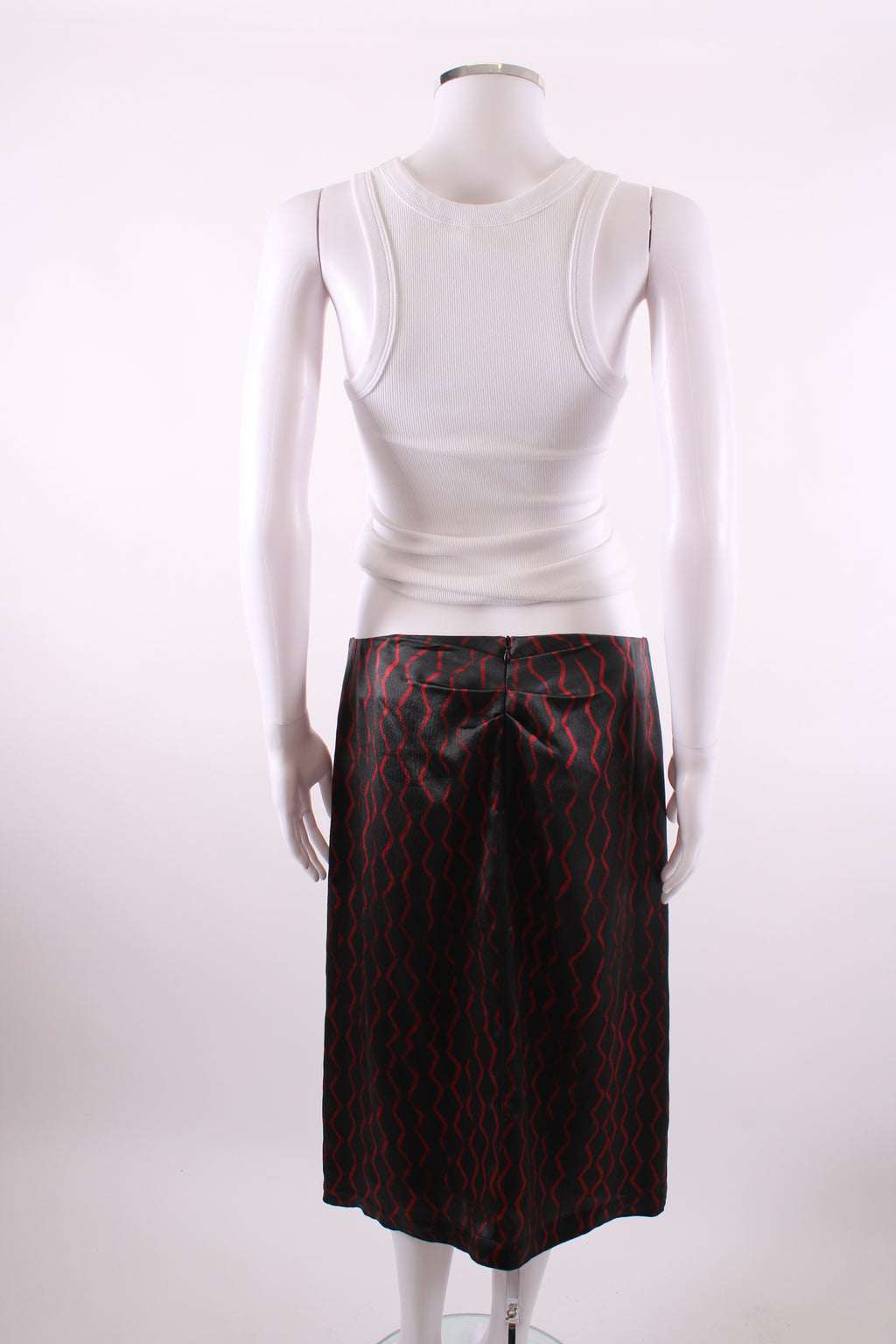 Isabel Marant zig zag pattern silk skirt black and red M