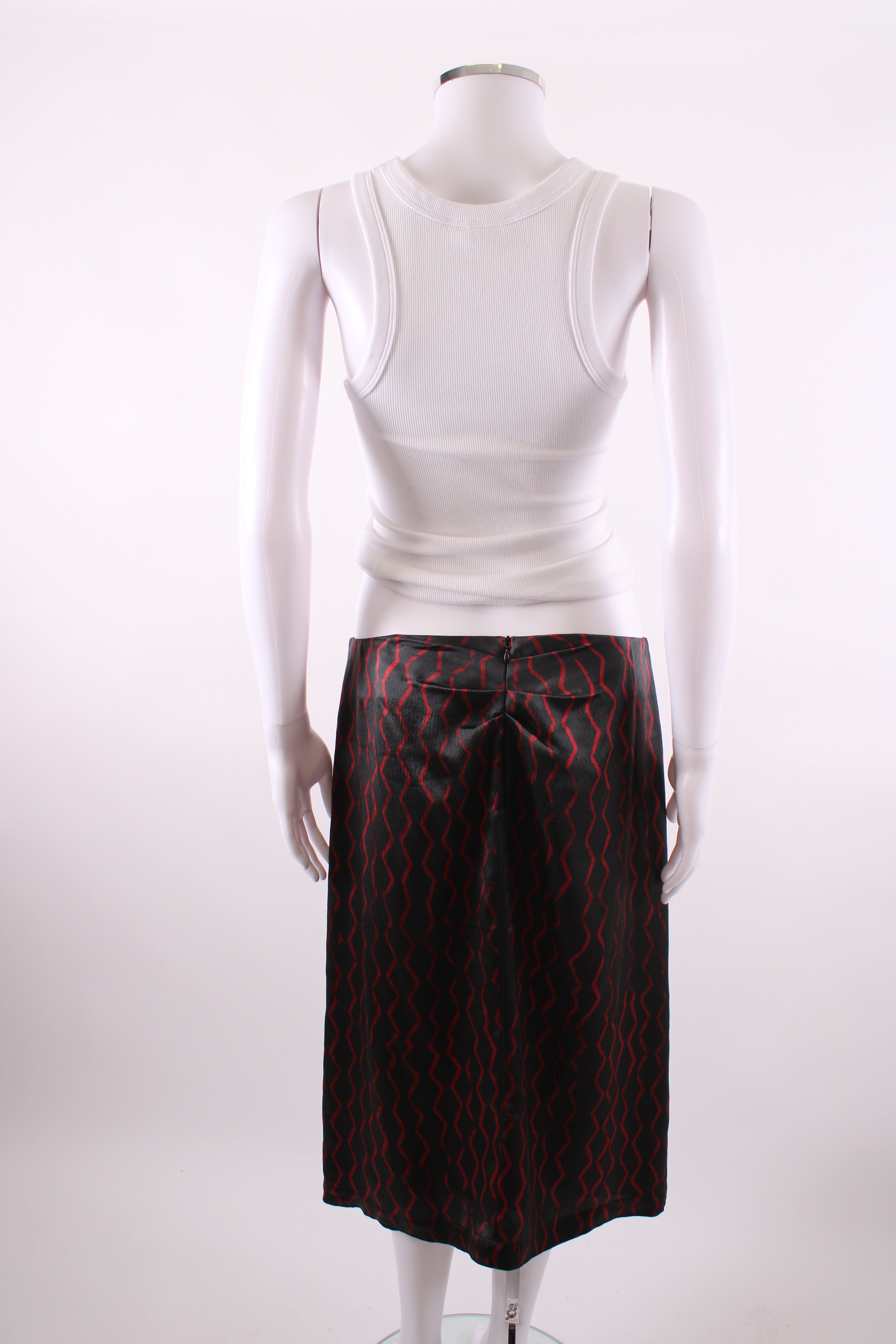 Isabel Marant zig zag pattern silk skirt black and red M
