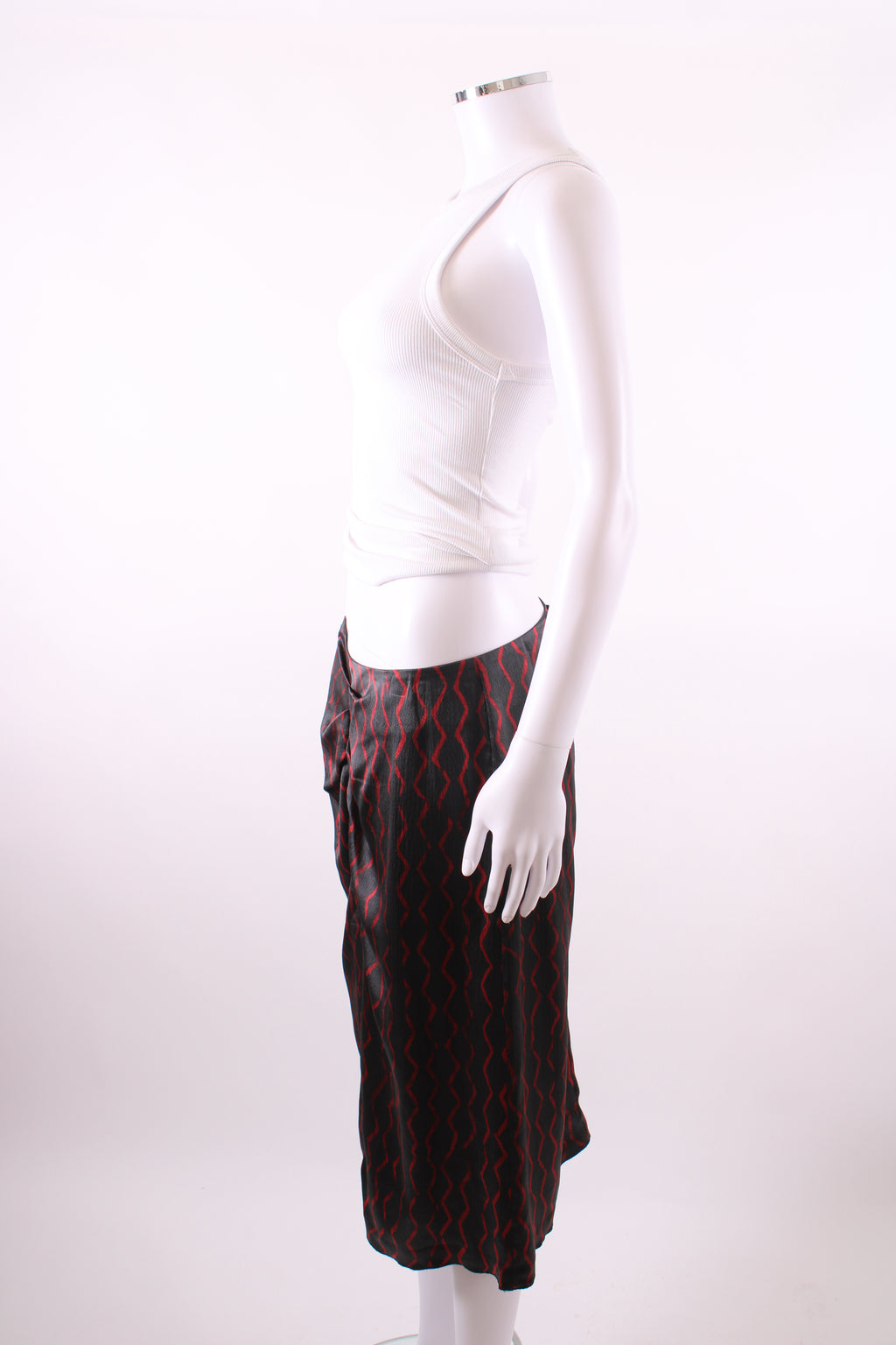 Isabel Marant zig zag pattern silk skirt black and red M