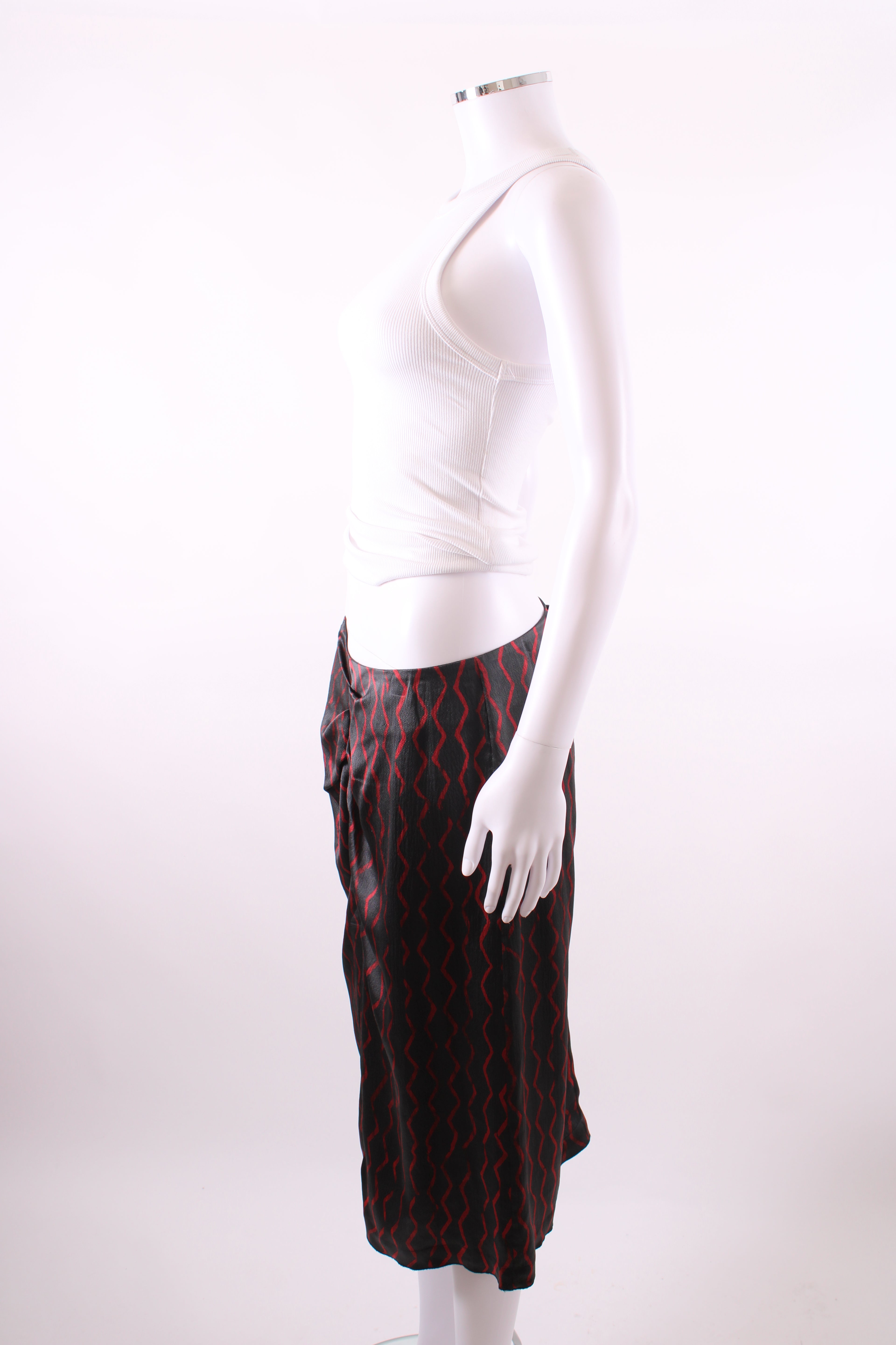 Isabel Marant zig zag pattern silk skirt black and red M