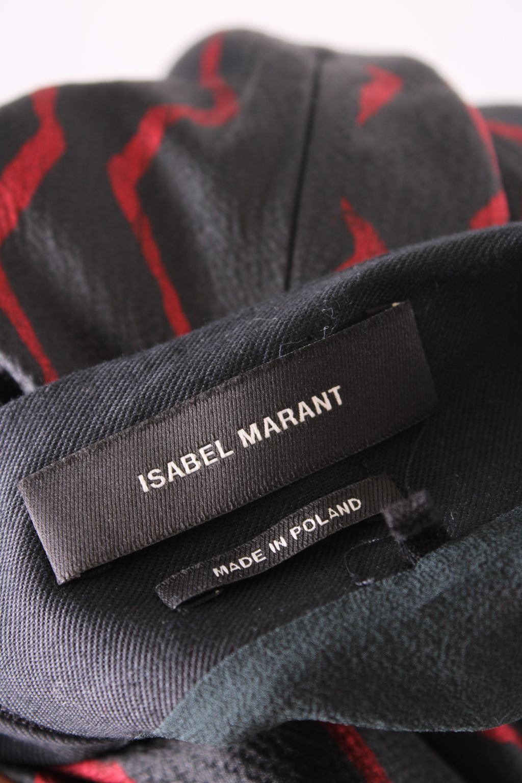 Isabel Marant zig zag pattern silk skirt black and red M