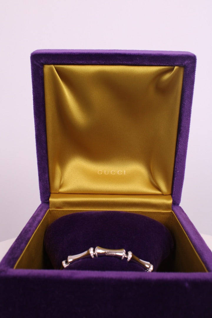 Gucci Bamboo 18ct White Gold Diamond Bracelet White Gold/ Diamond