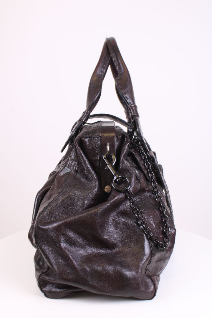 Valentino V Ring Frame Satchel Brown