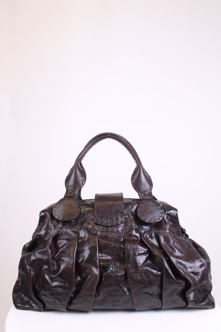 Valentino V Ring Frame Satchel Brown