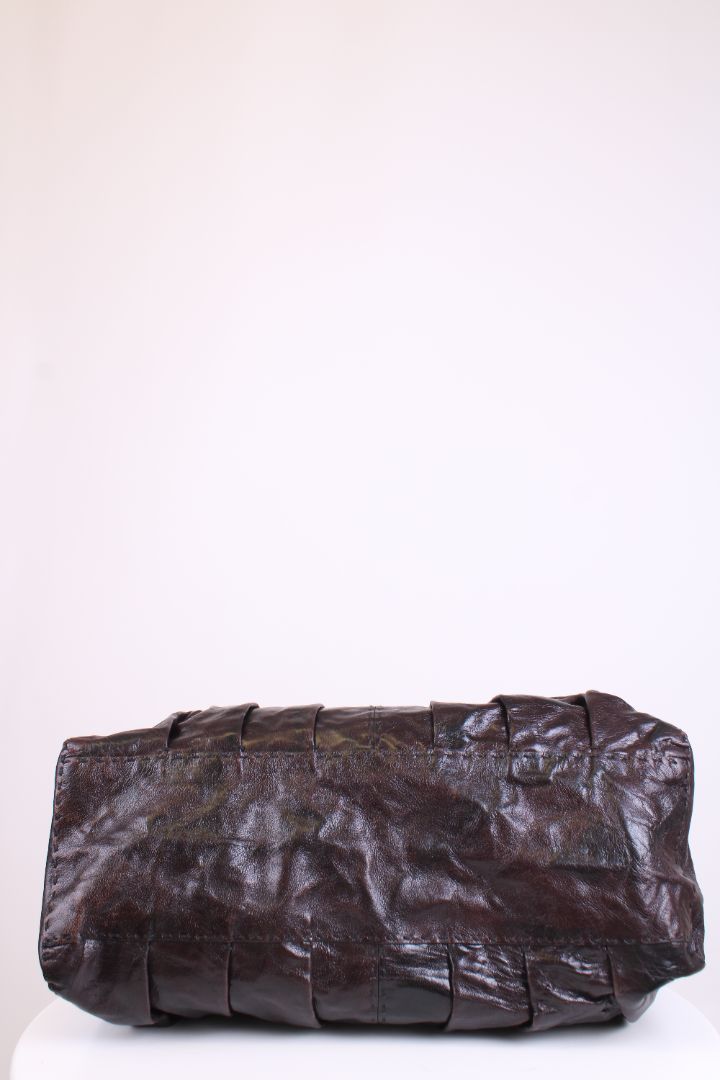 Valentino V Ring Frame Satchel Brown