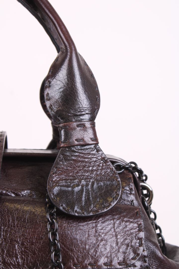 Valentino V Ring Frame Satchel Brown