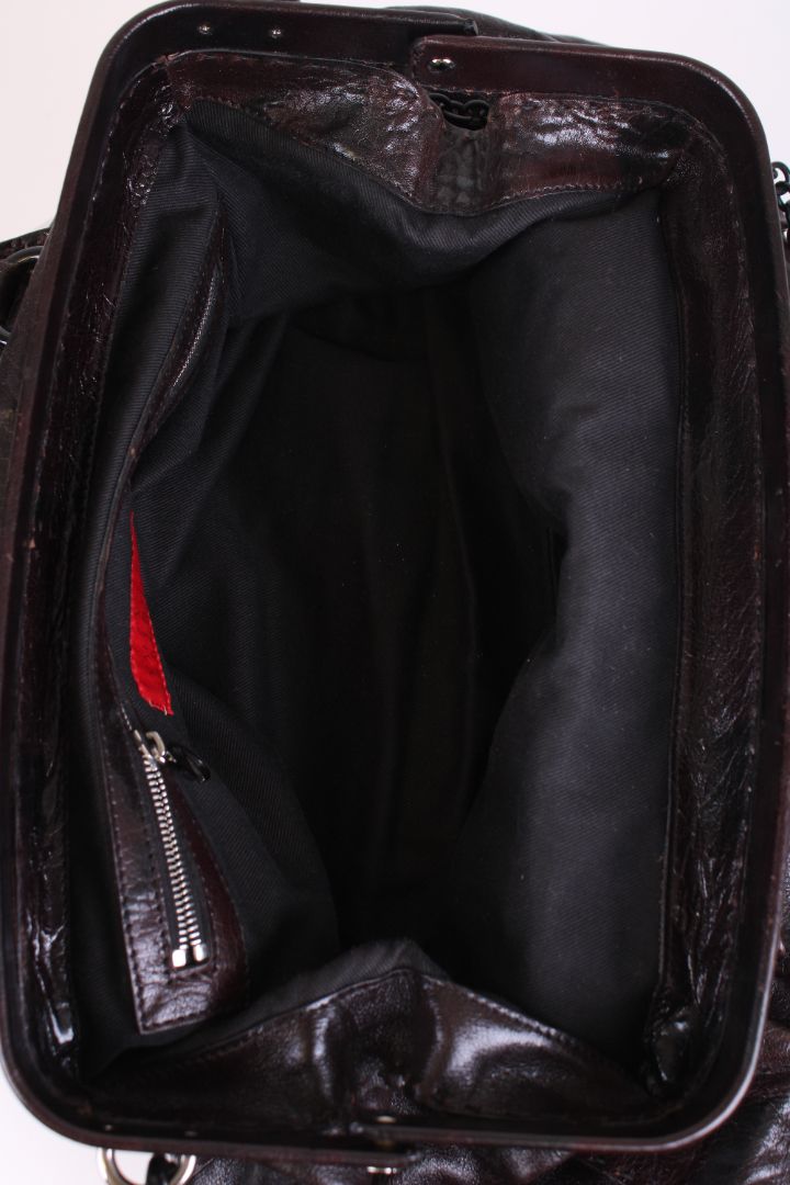 Valentino V Ring Frame Satchel Brown