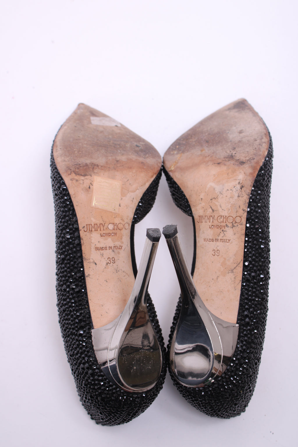 Jimmy Choo Crystal Embellished Heels Black 39