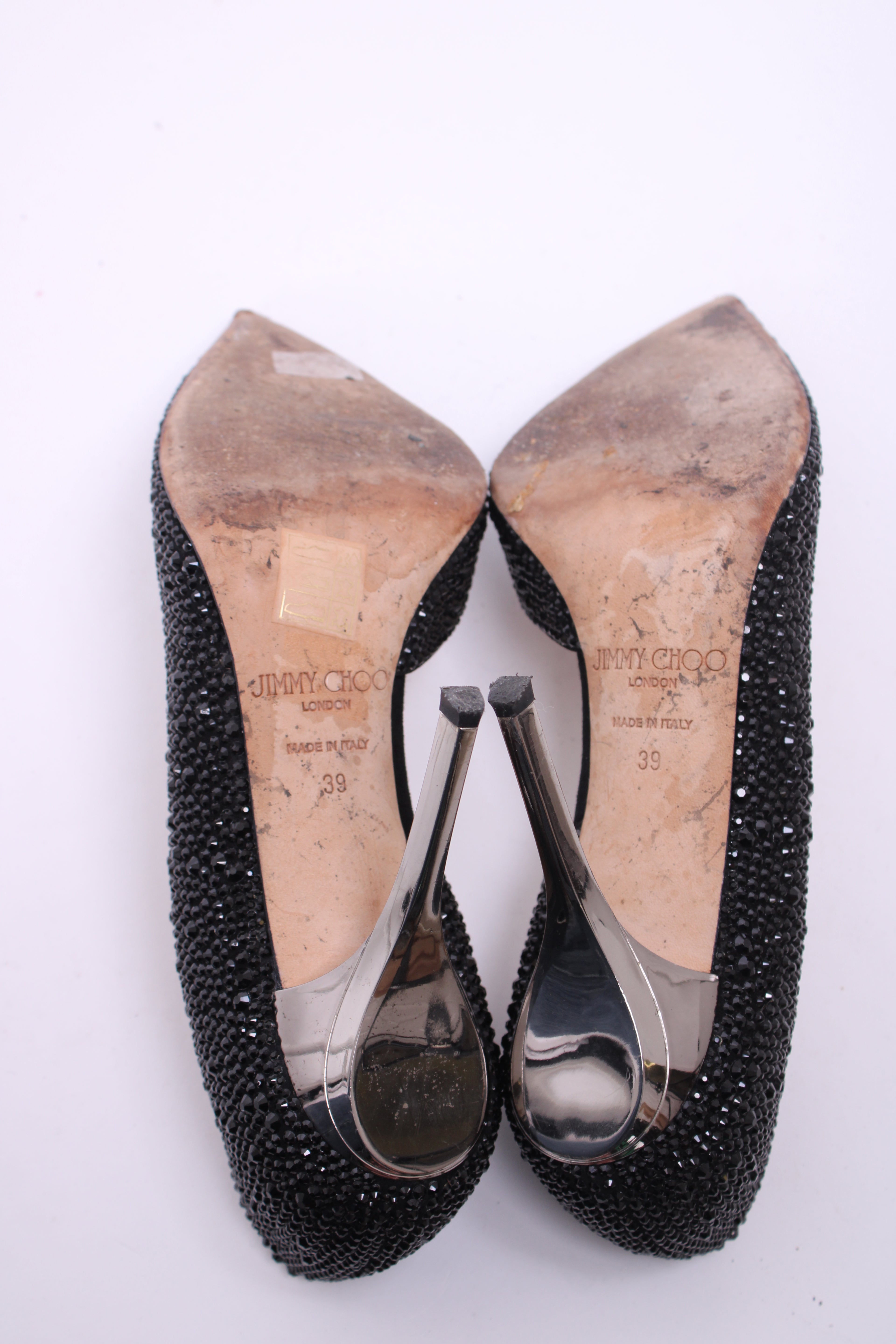Jimmy Choo Crystal Embellished Heels Black 39