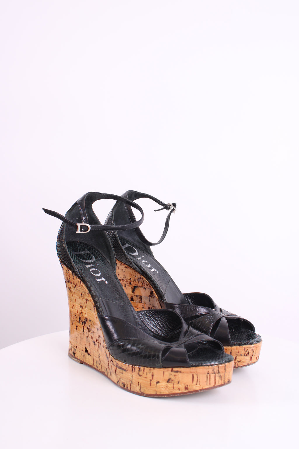 Dior Snake Cork Wedges Black 37