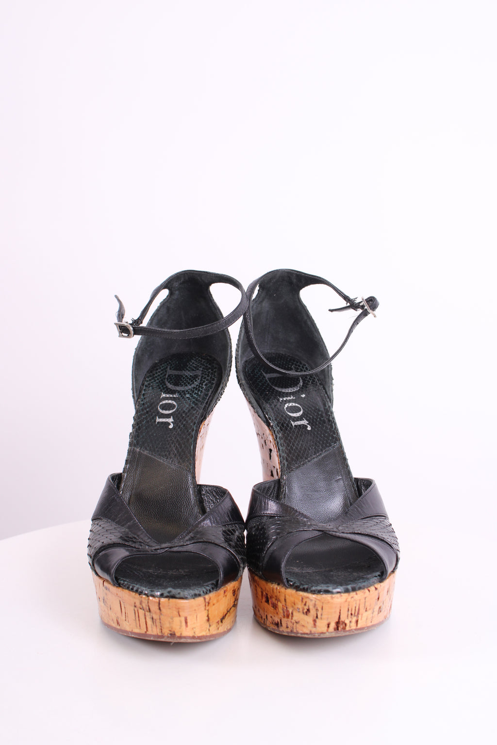 Dior Snake Cork Wedges Black 37