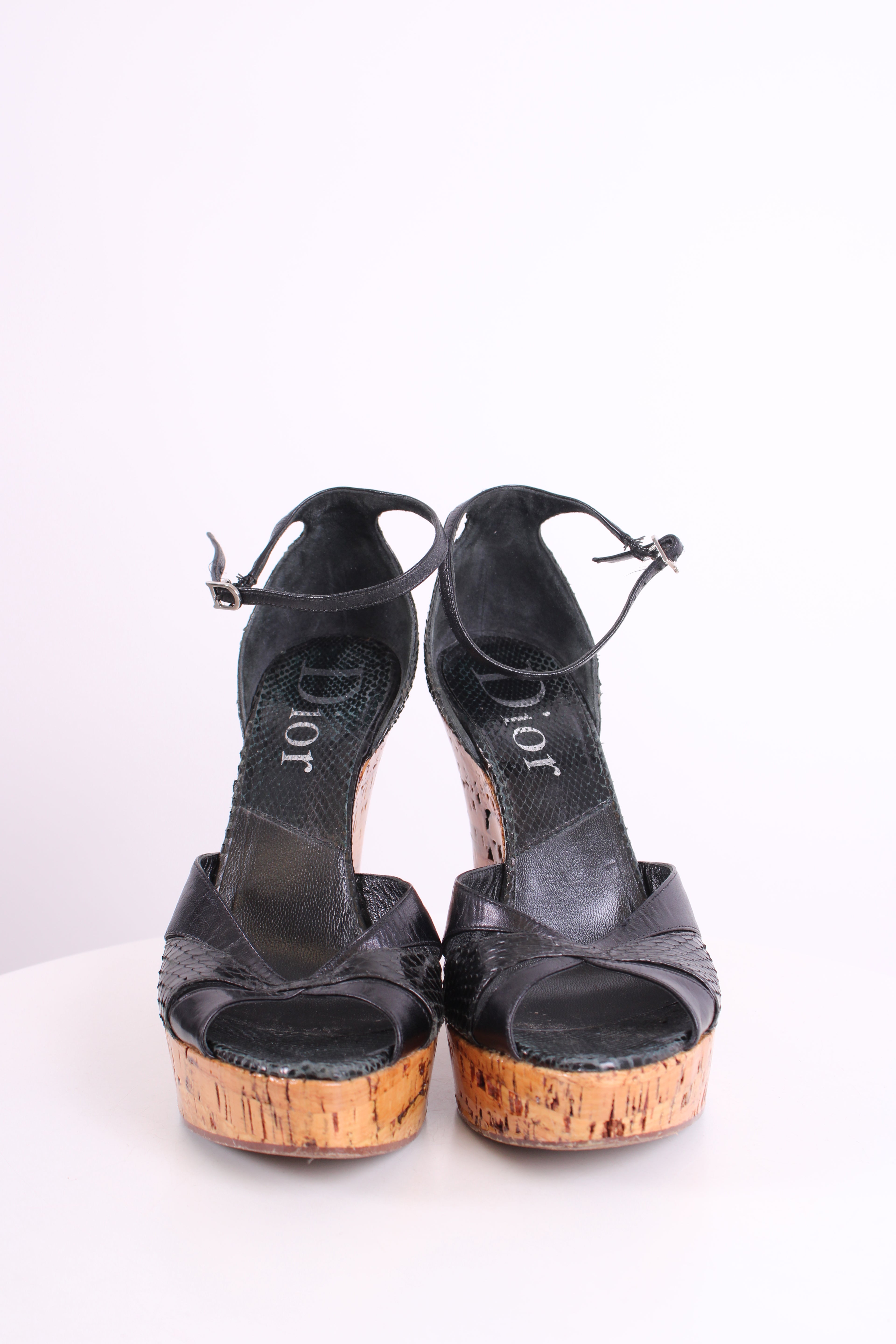 Dior Snake Cork Wedges Black 37