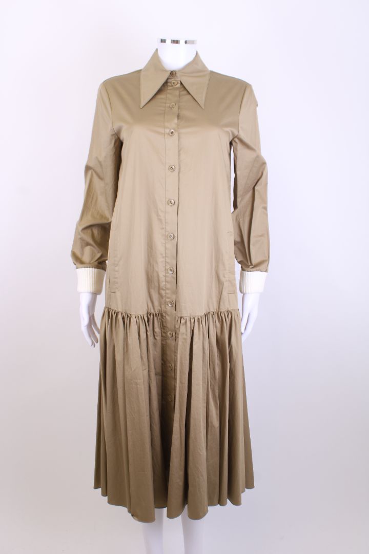Tibi L/S Shirt Dress Khaki S