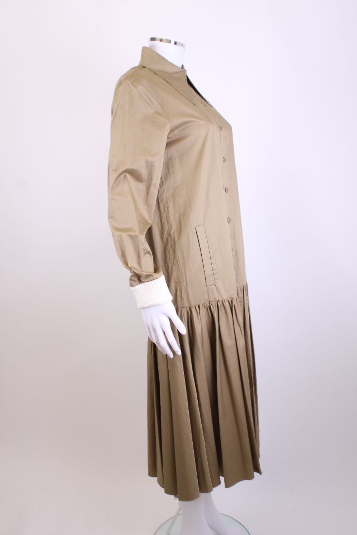 Tibi L/S Shirt Dress Khaki S