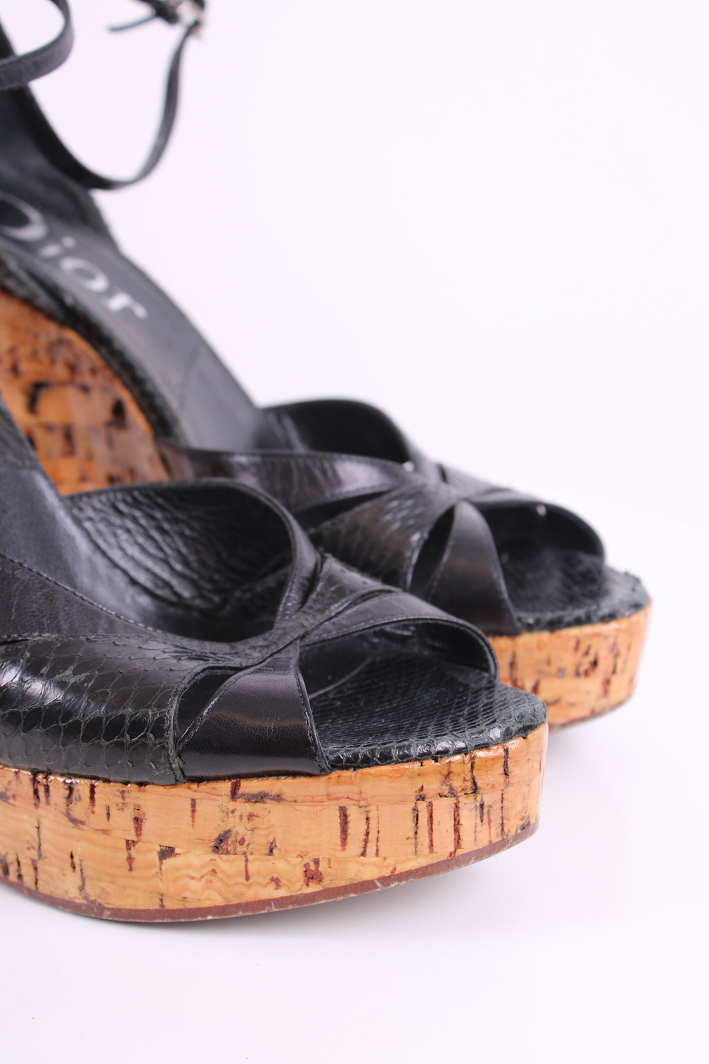 Dior Snake Cork Wedges Black 37