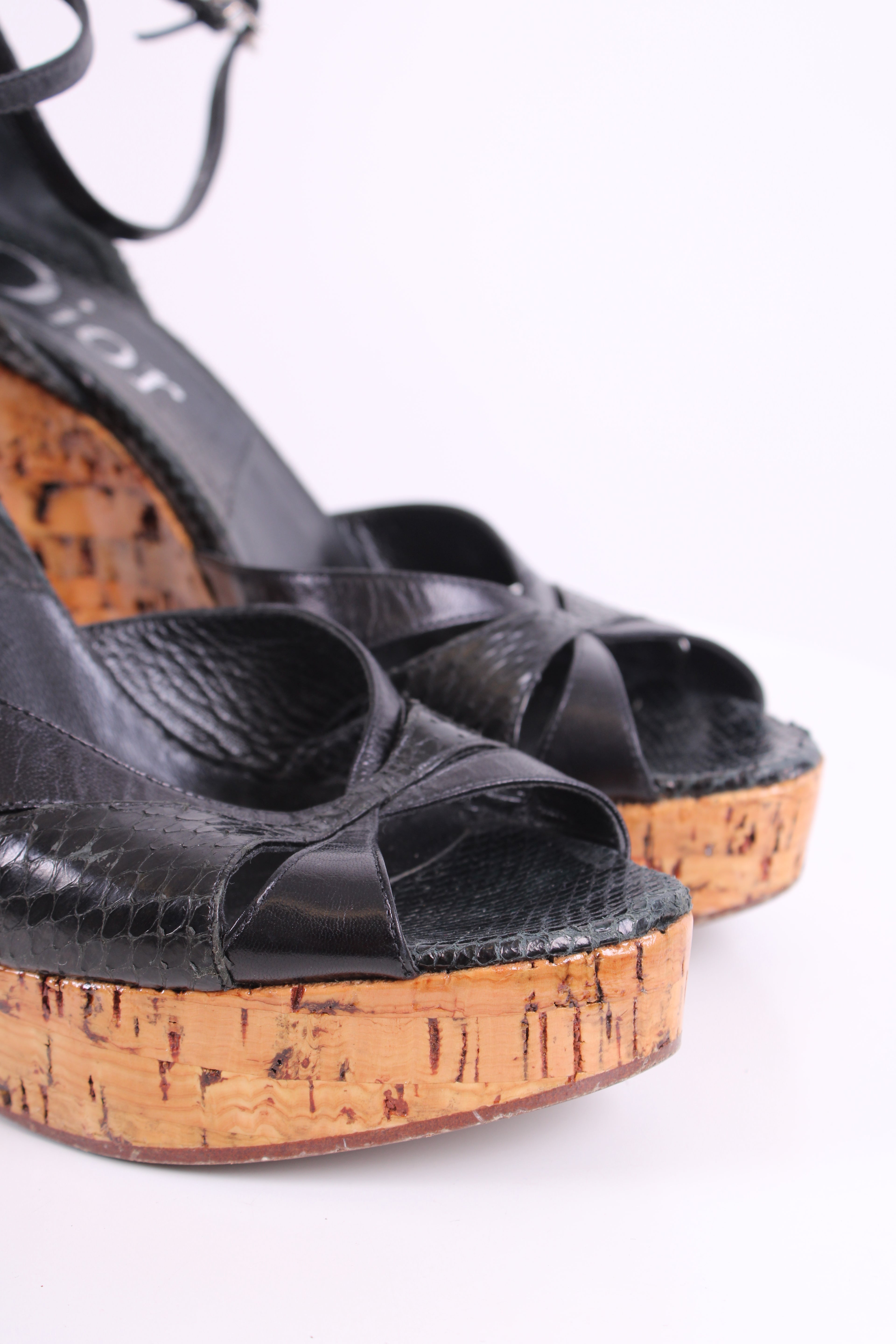 Dior Snake Cork Wedges Black 37