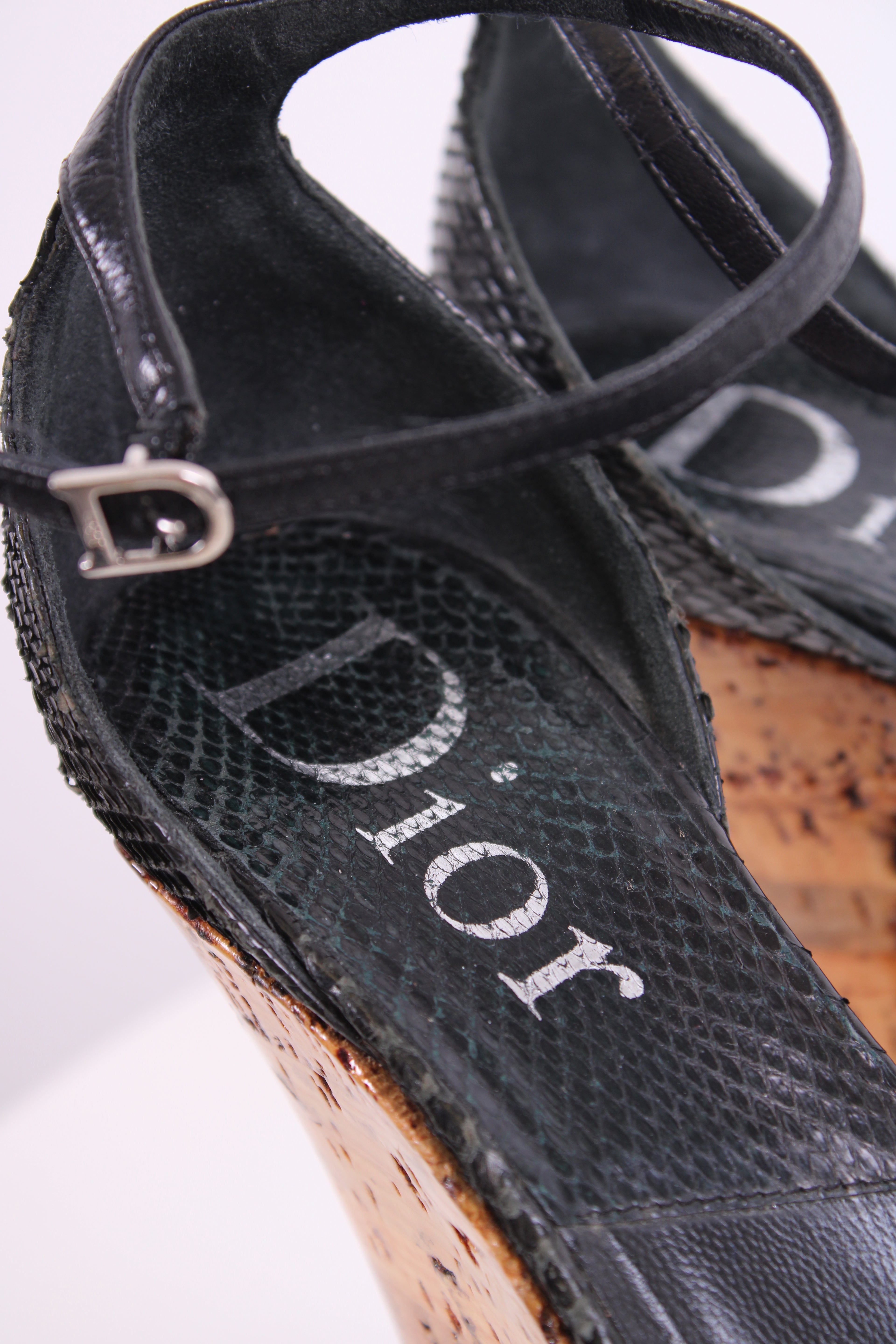 Dior Snake Cork Wedges Black 37