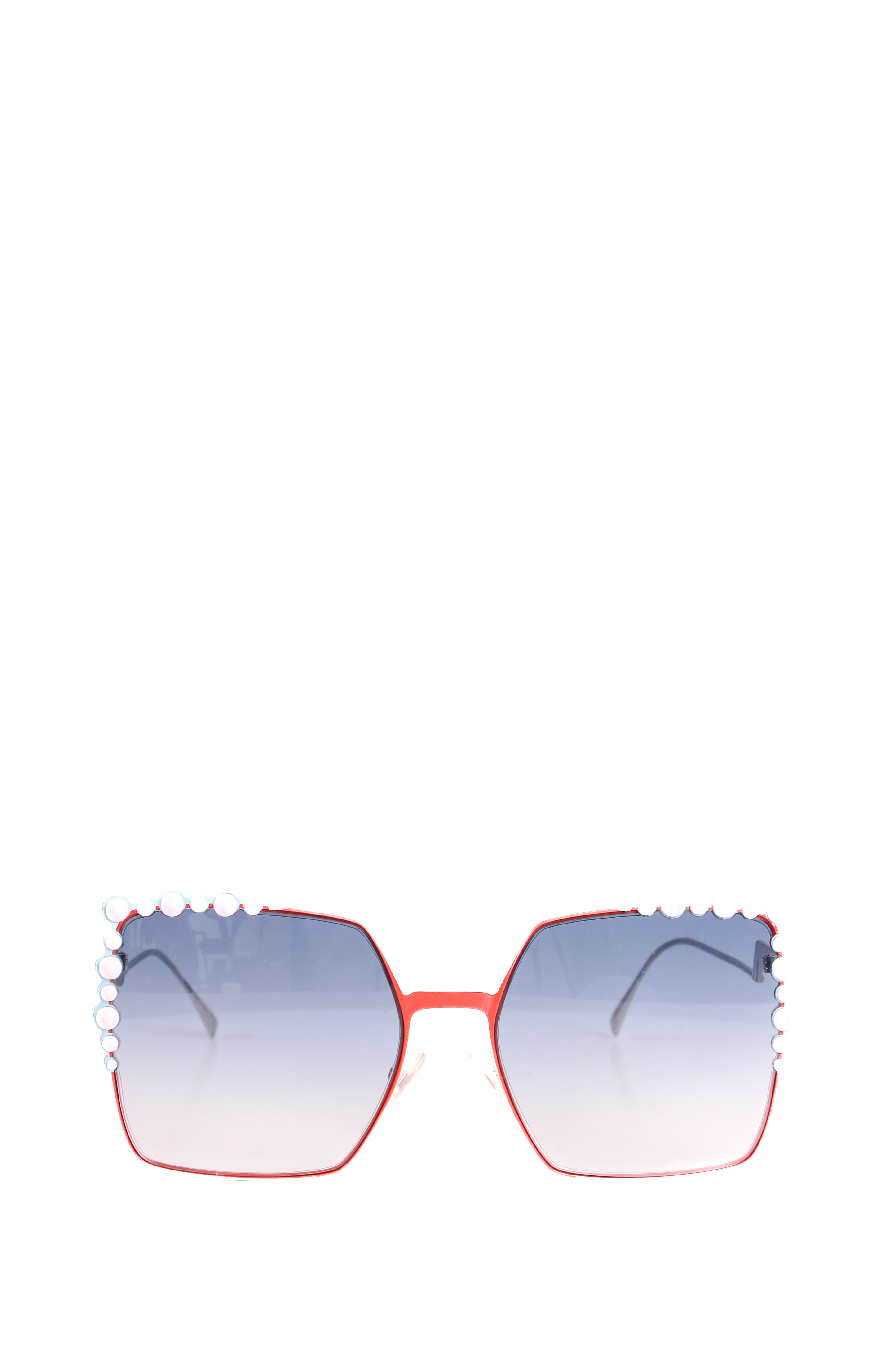 Fendi Embellished Square Sunglasses Blue/Red