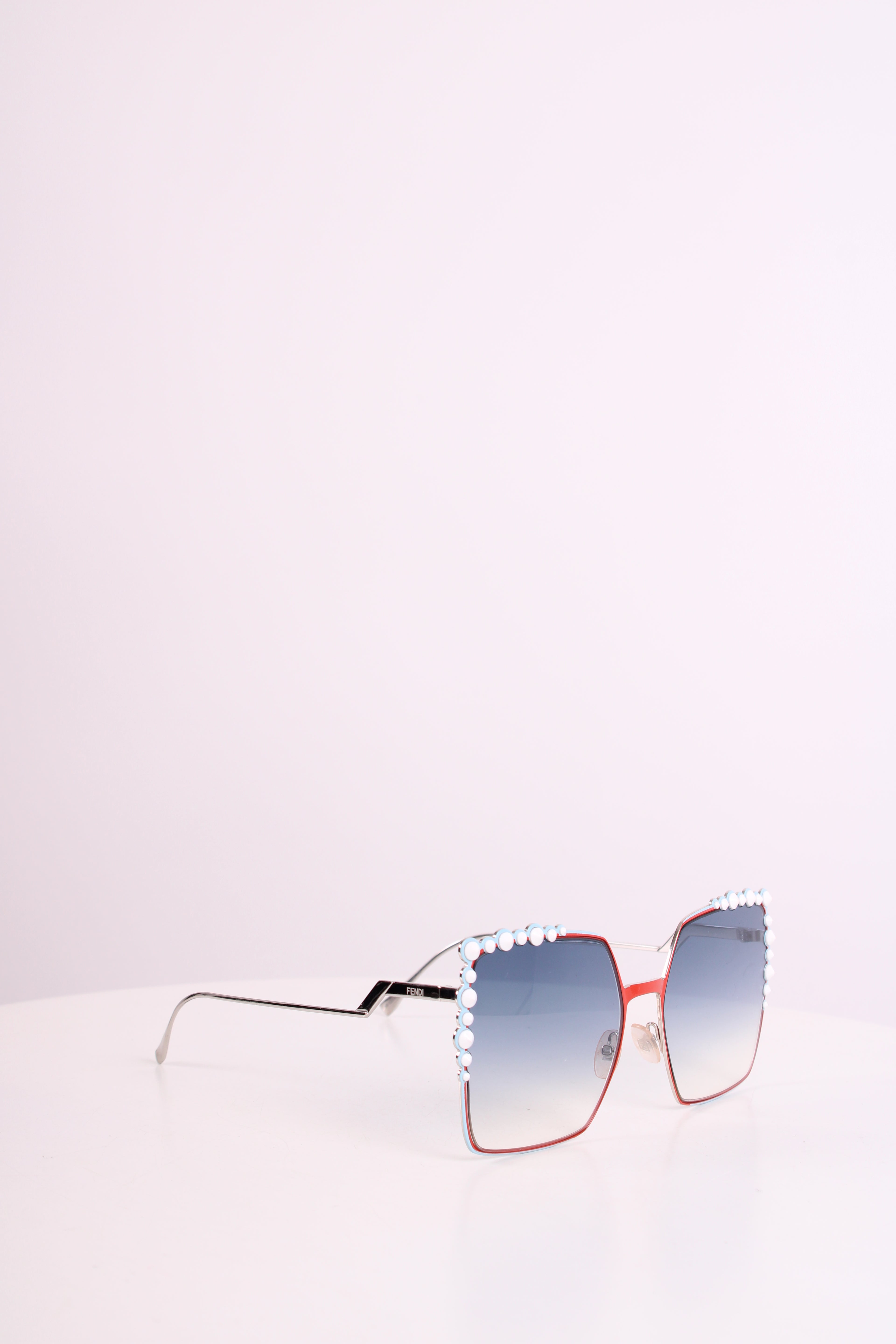 Fendi Embellished Square Sunglasses Blue/Red