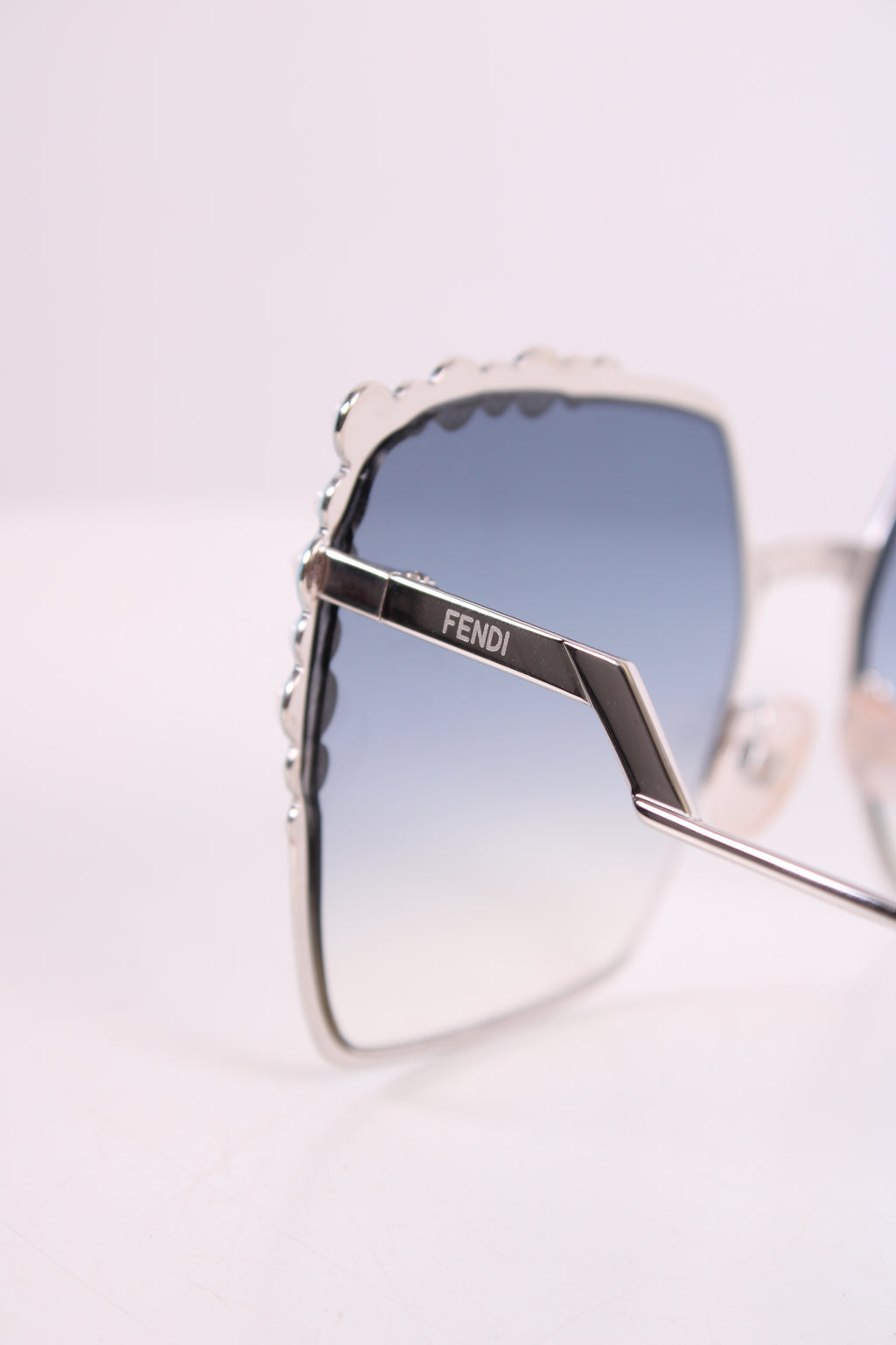 Fendi Embellished Square Sunglasses Blue/Red