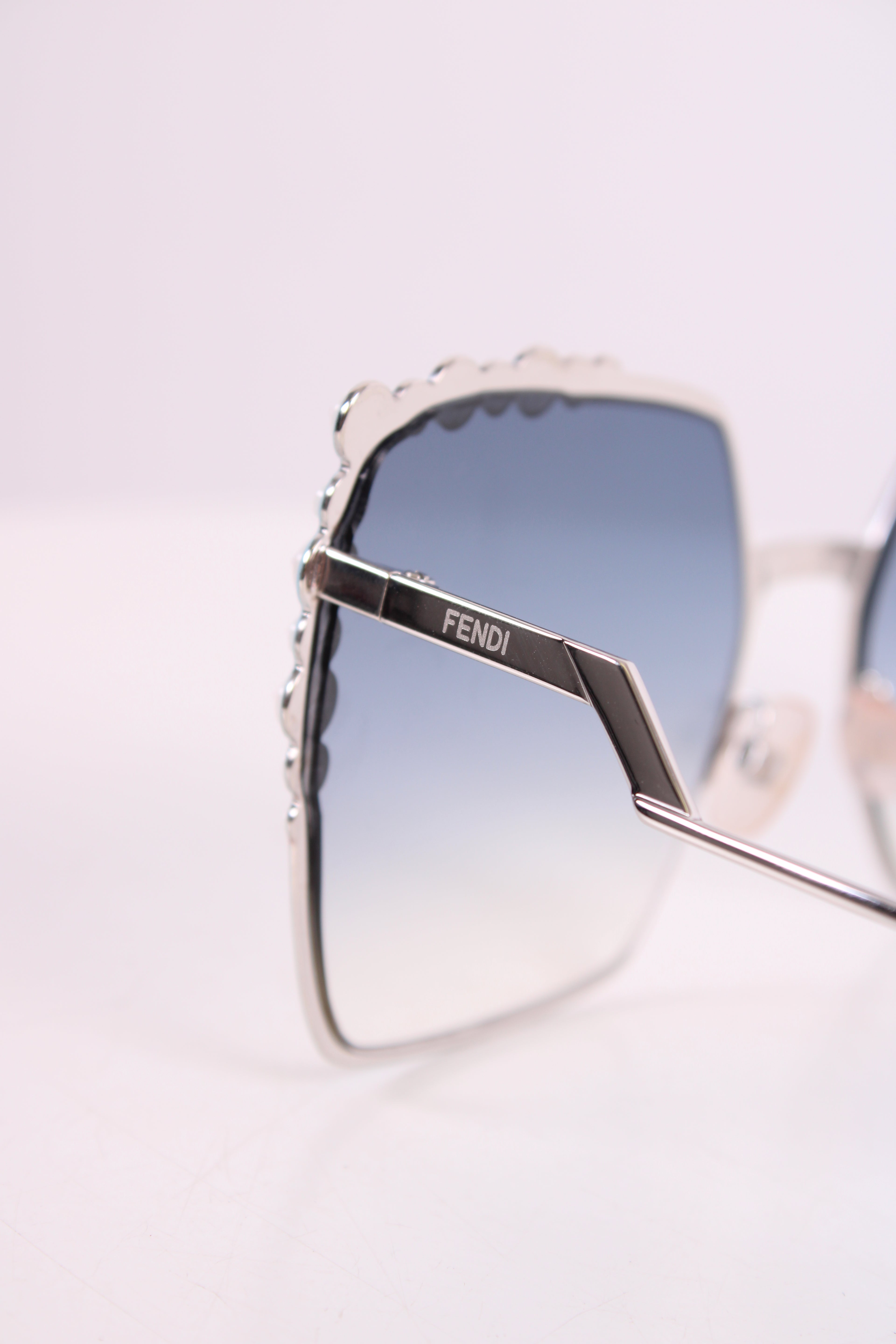 Fendi Embellished Square Sunglasses Blue/Red