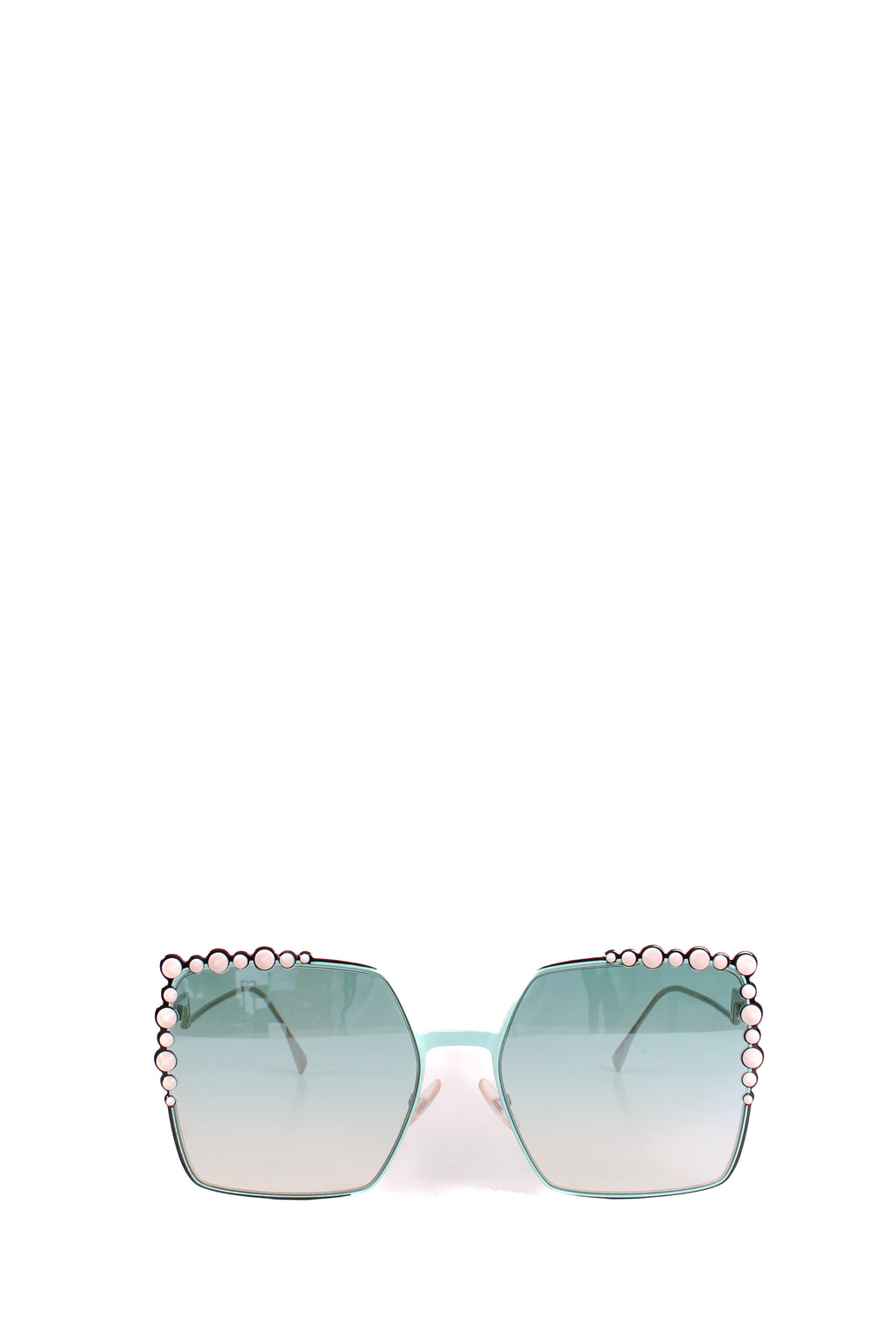 Fendi Embellished Square Sunglasses Green