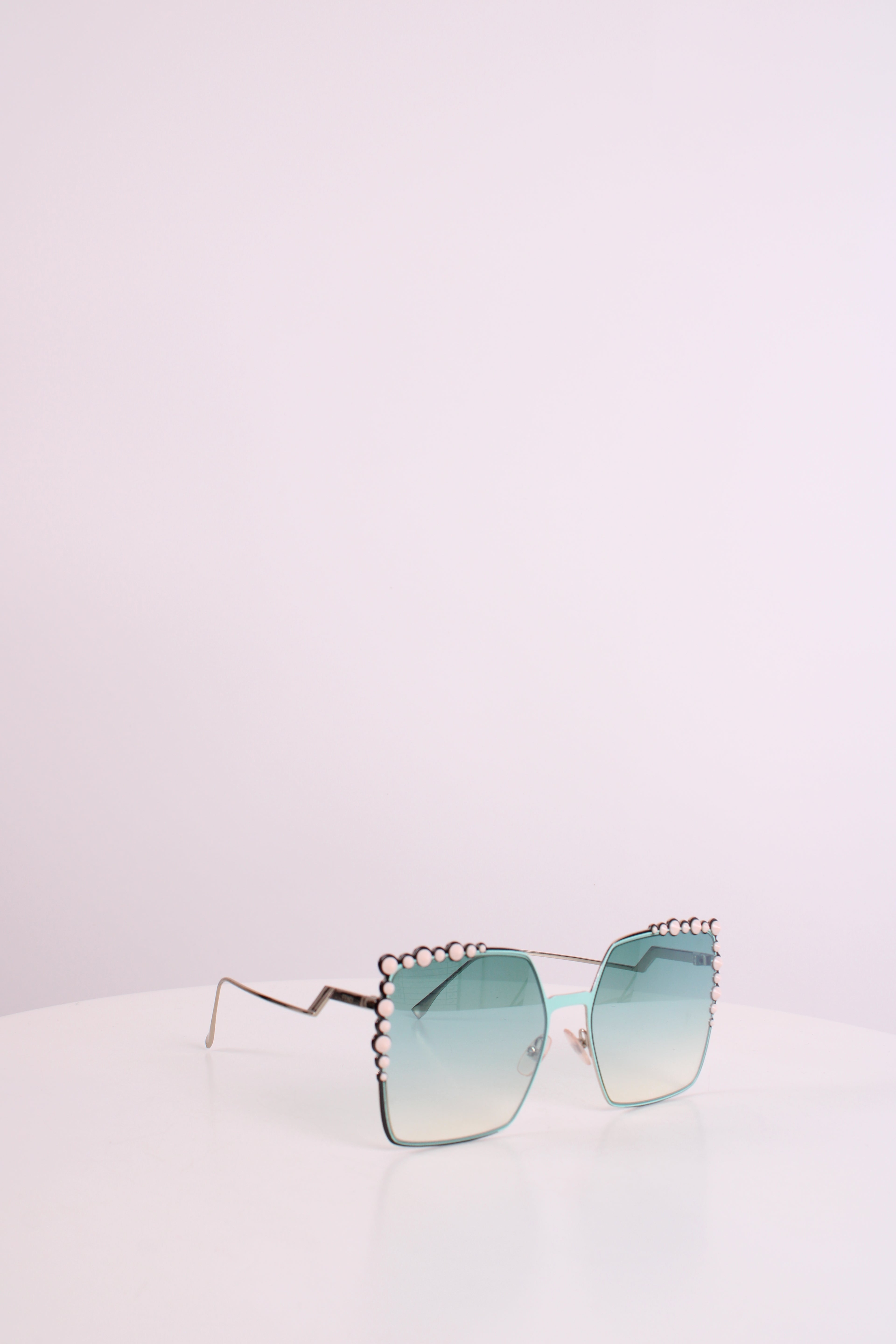 Fendi Embellished Square Sunglasses Green