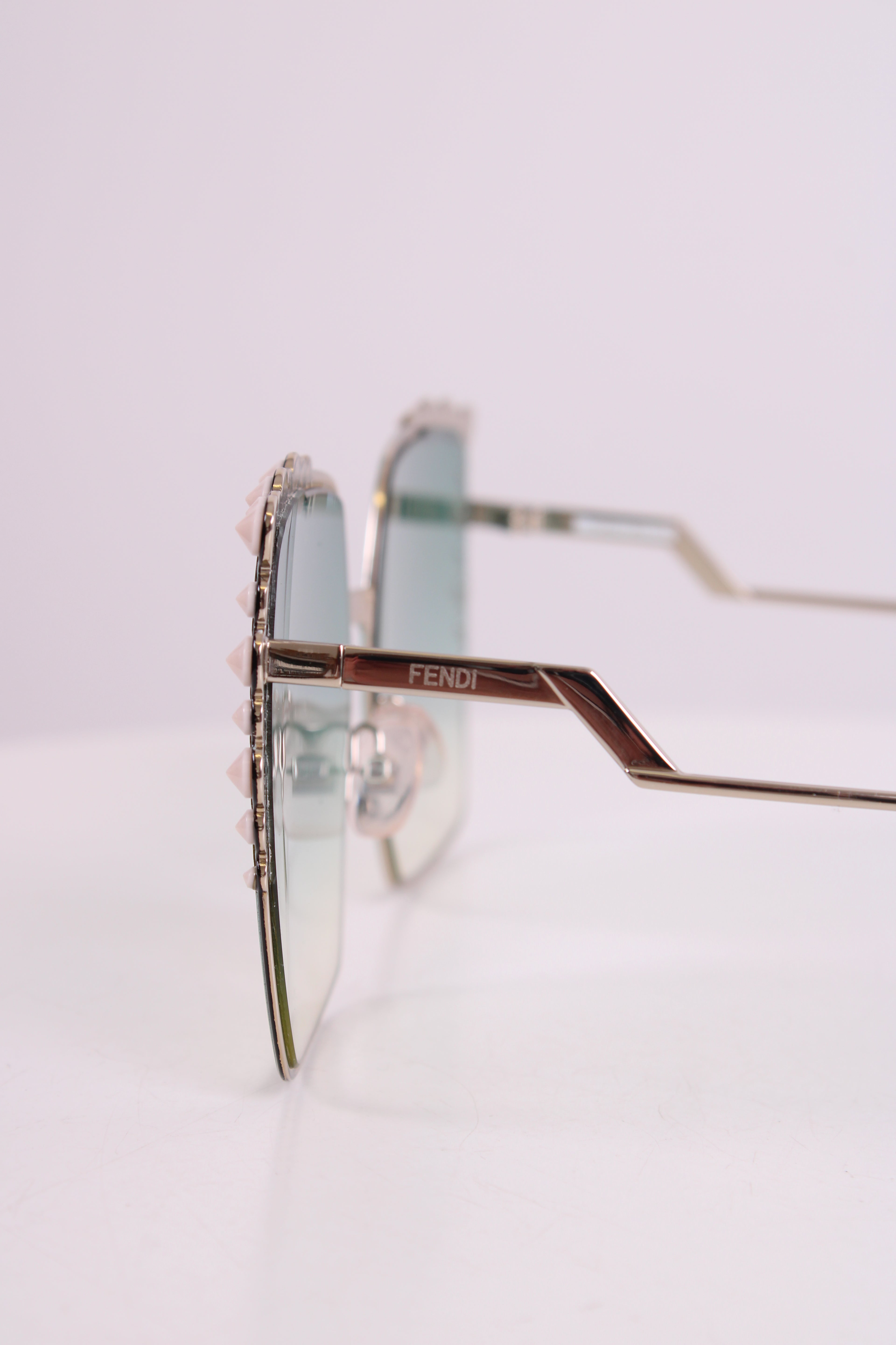 Fendi Embellished Square Sunglasses Green