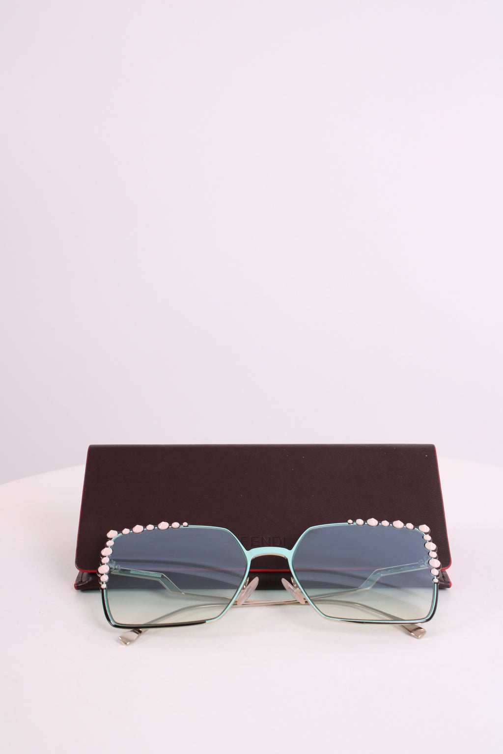 Fendi Embellished Square Sunglasses Green